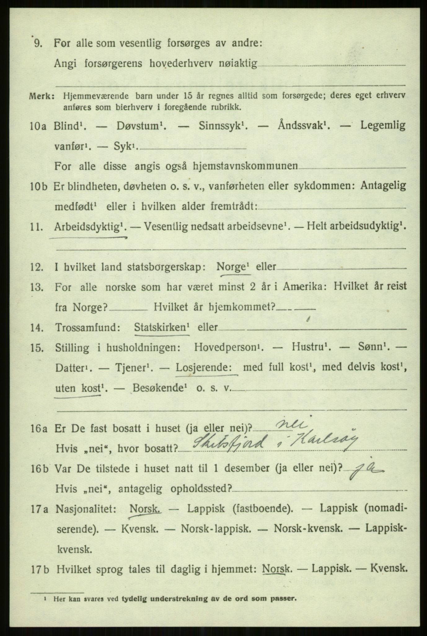 SATØ, Folketelling 1920 for 1936 Karlsøy herred, 1920, s. 5222