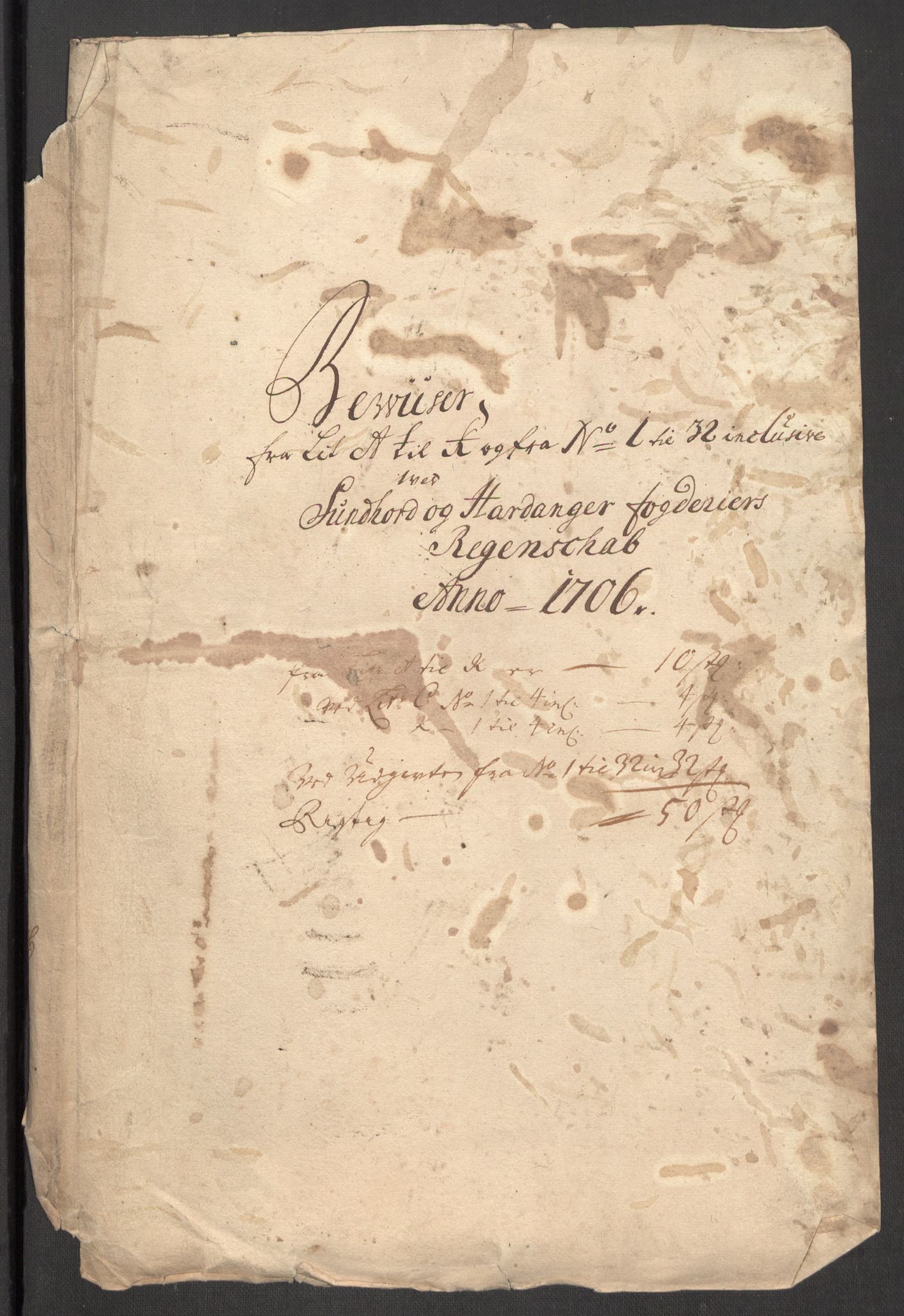 Rentekammeret inntil 1814, Reviderte regnskaper, Fogderegnskap, RA/EA-4092/R48/L2984: Fogderegnskap Sunnhordland og Hardanger, 1706-1707, s. 4