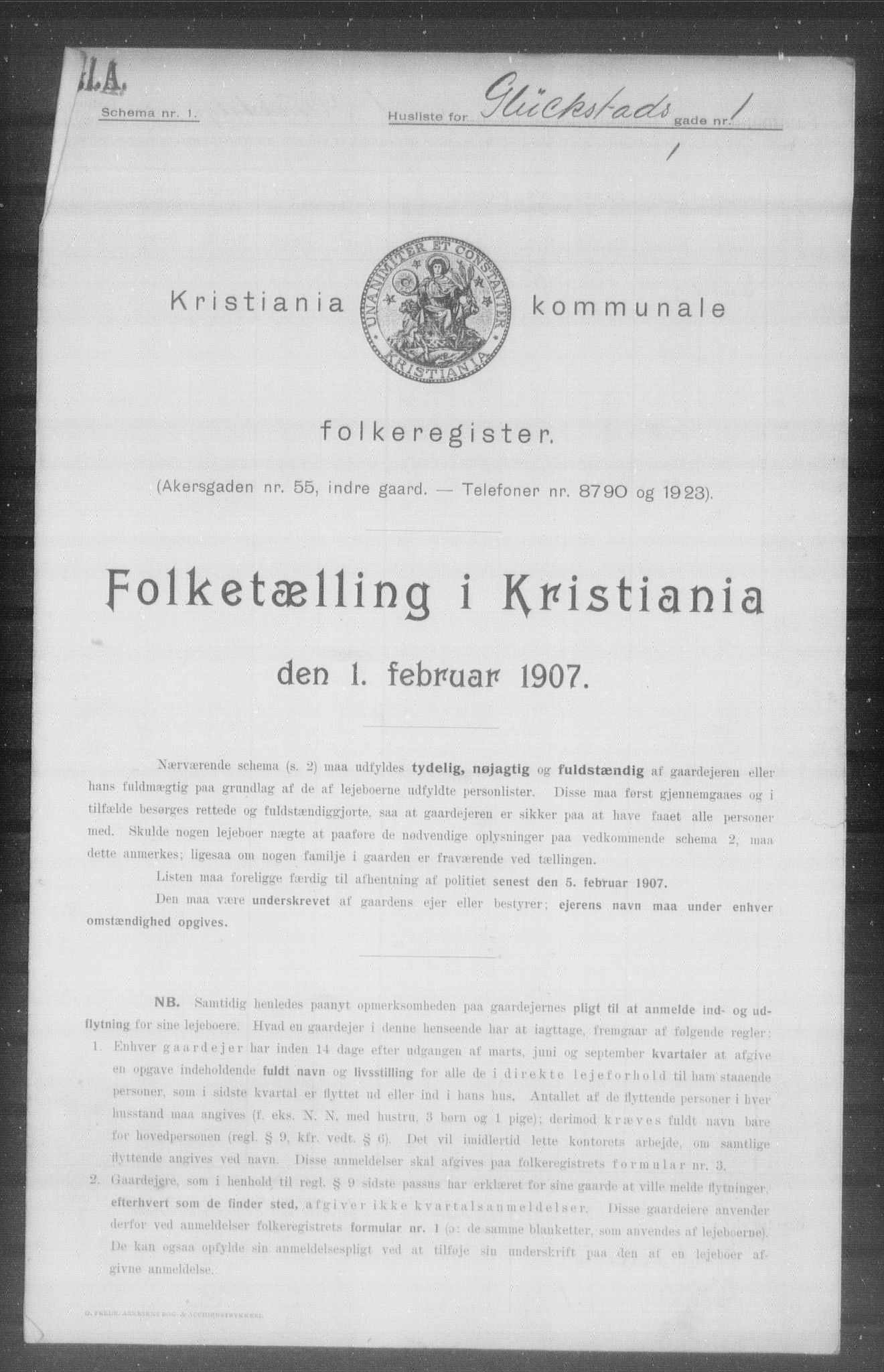 OBA, Kommunal folketelling 1.2.1907 for Kristiania kjøpstad, 1907, s. 14897