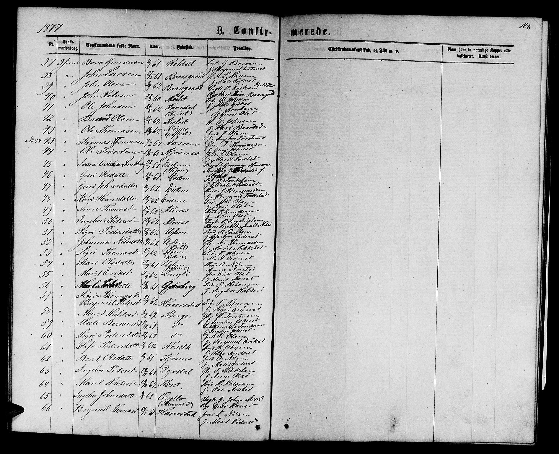 Ministerialprotokoller, klokkerbøker og fødselsregistre - Sør-Trøndelag, SAT/A-1456/695/L1156: Klokkerbok nr. 695C07, 1869-1888, s. 168
