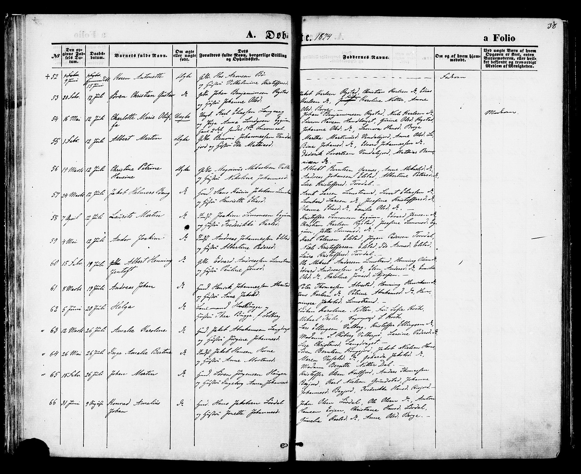 Ministerialprotokoller, klokkerbøker og fødselsregistre - Nordland, AV/SAT-A-1459/880/L1132: Ministerialbok nr. 880A06, 1869-1887, s. 38