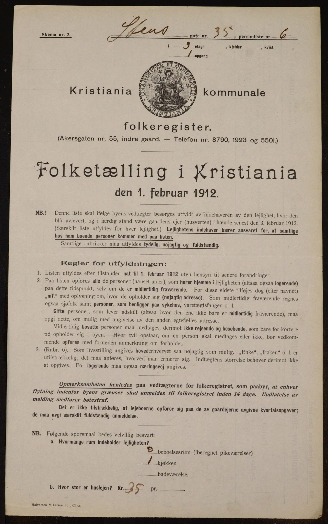 OBA, Kommunal folketelling 1.2.1912 for Kristiania, 1912, s. 102354