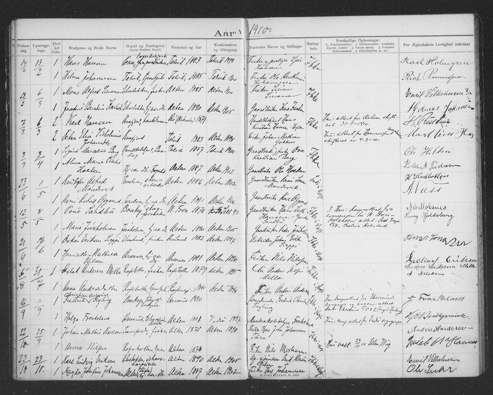 Alta sokneprestkontor, AV/SATØ-S-1338/I/Ib/L0045: Lysningsprotokoll nr. 45, 1903-1921