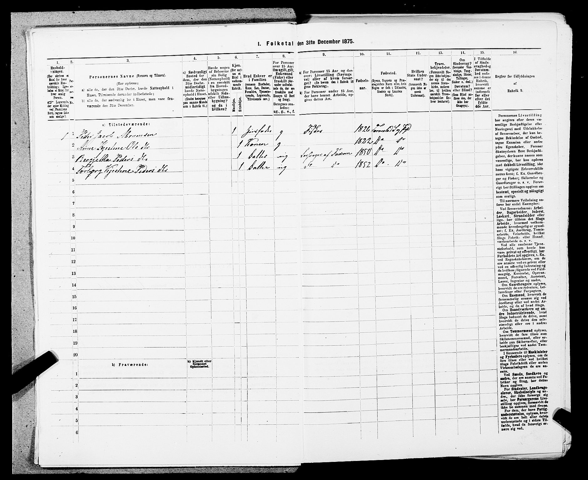 SAST, Folketelling 1875 for 1152L Torvastad prestegjeld, Torvastad sokn, Skåre sokn og Utsira sokn, 1875, s. 140