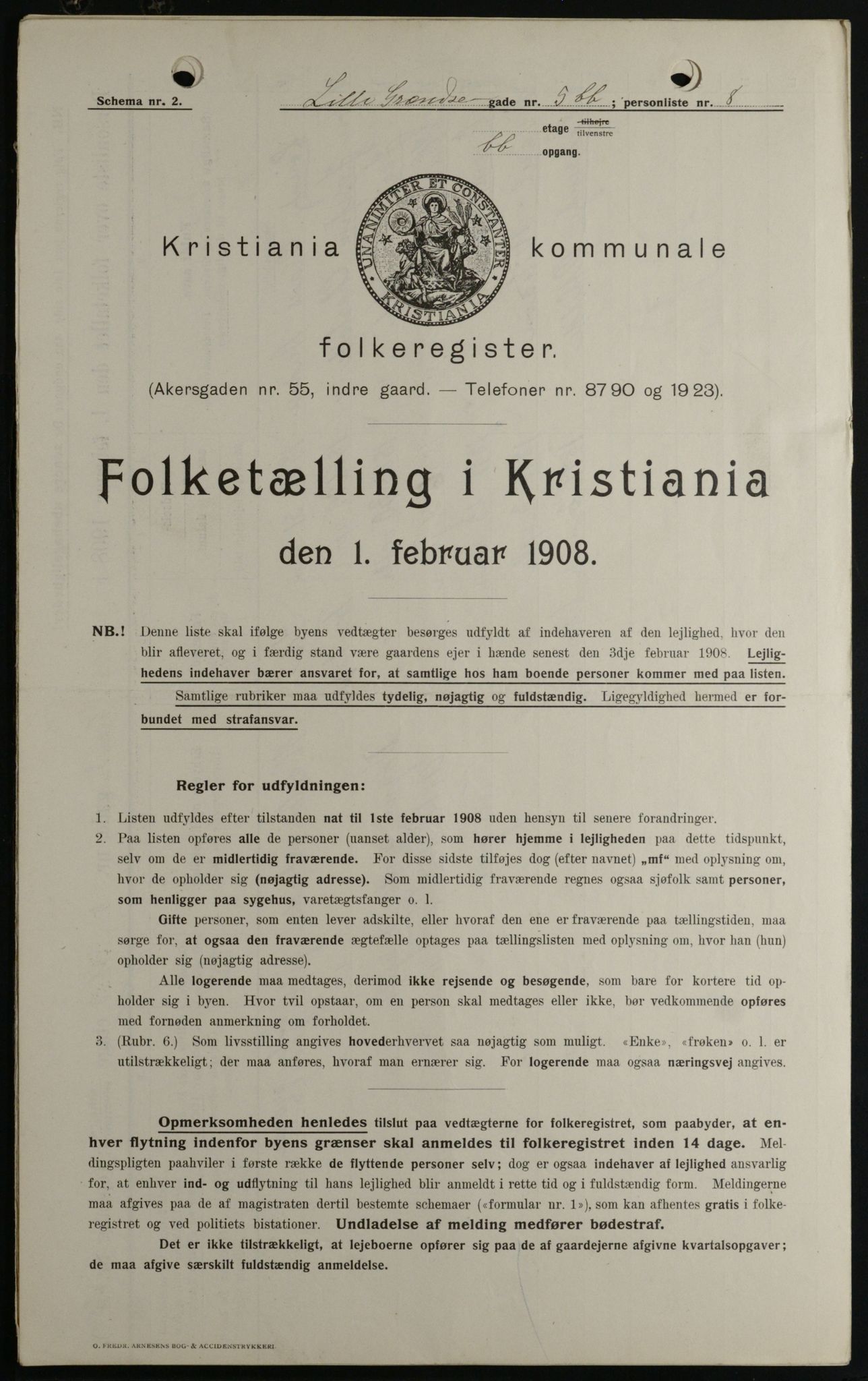 OBA, Kommunal folketelling 1.2.1908 for Kristiania kjøpstad, 1908, s. 51641