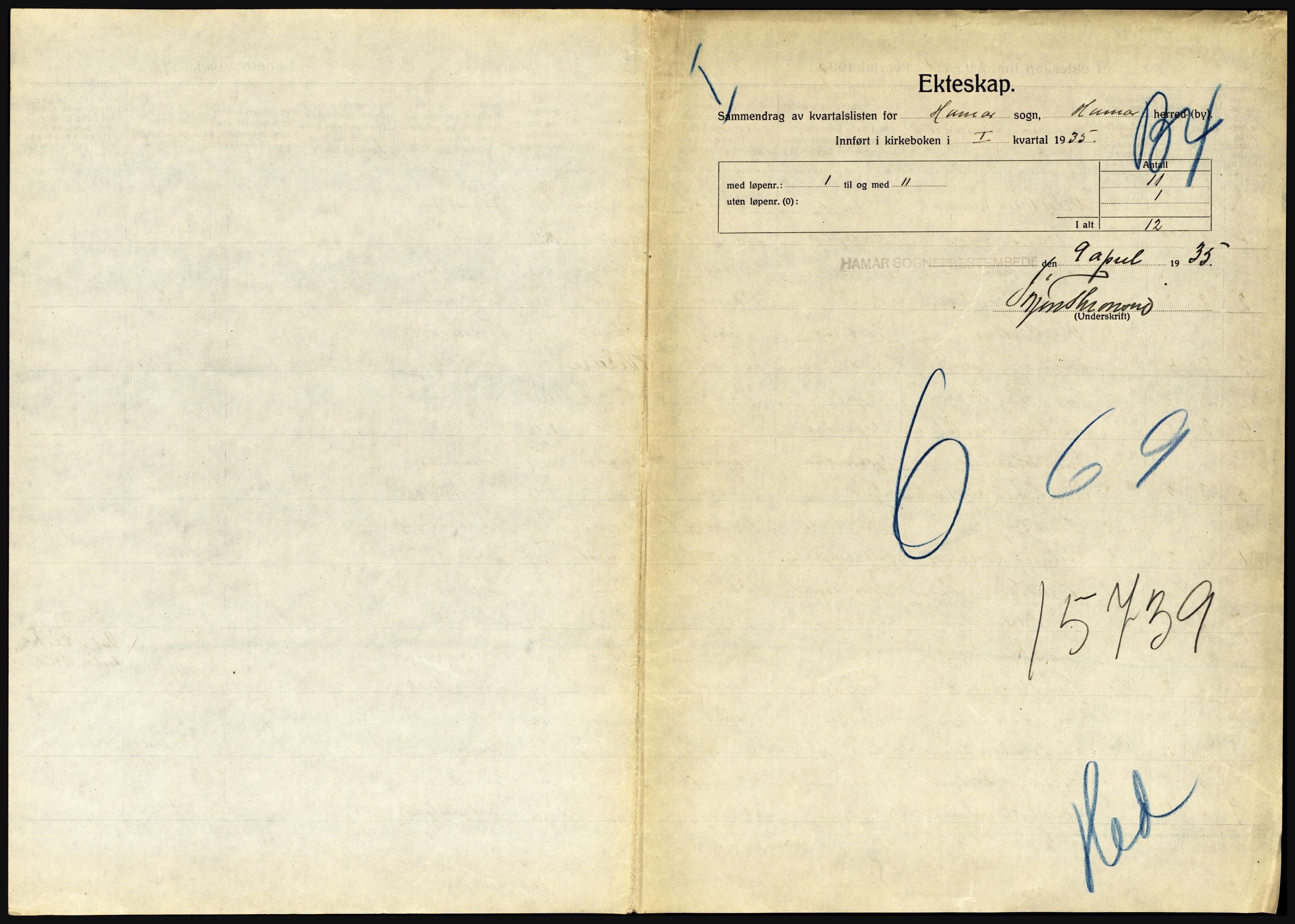 Statistisk sentralbyrå, Sosiodemografiske emner, Befolkning, RA/S-2228/D/Df/Dfd/Dfde/L0010: Hedmark, 1935, s. 683