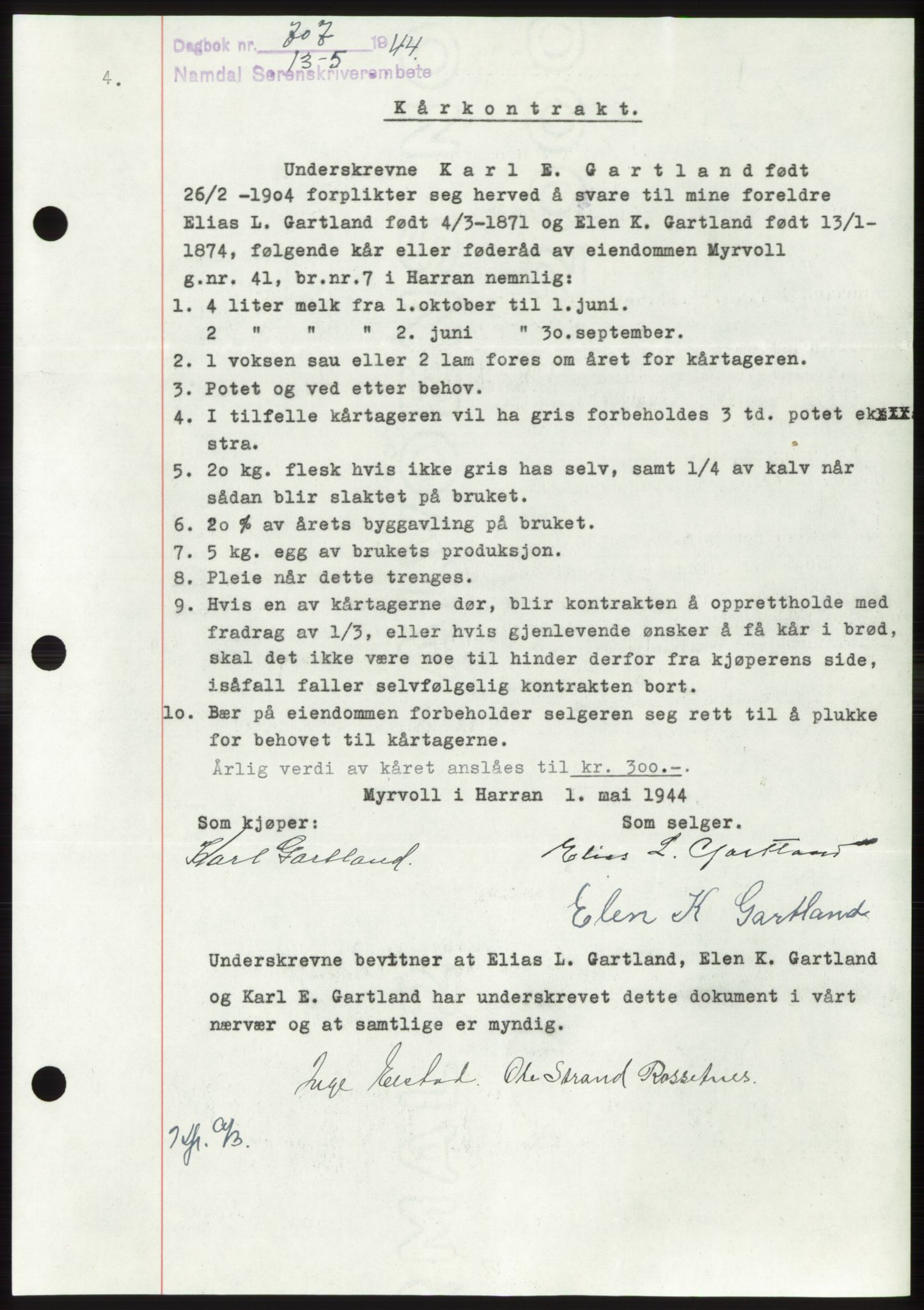 Namdal sorenskriveri, SAT/A-4133/1/2/2C: Pantebok nr. -, 1944-1945, Dagboknr: 707/1944