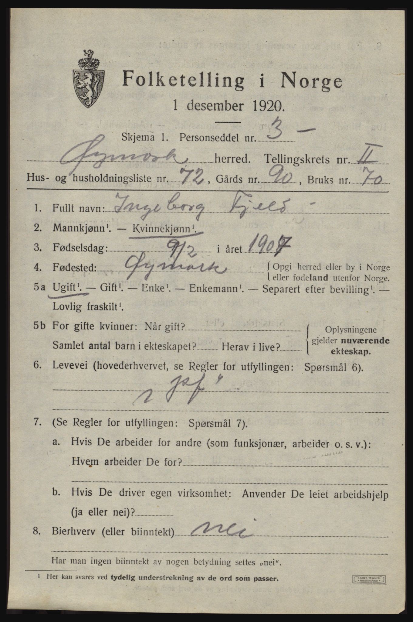 SAO, Folketelling 1920 for 0119 Øymark herred, 1920, s. 2199