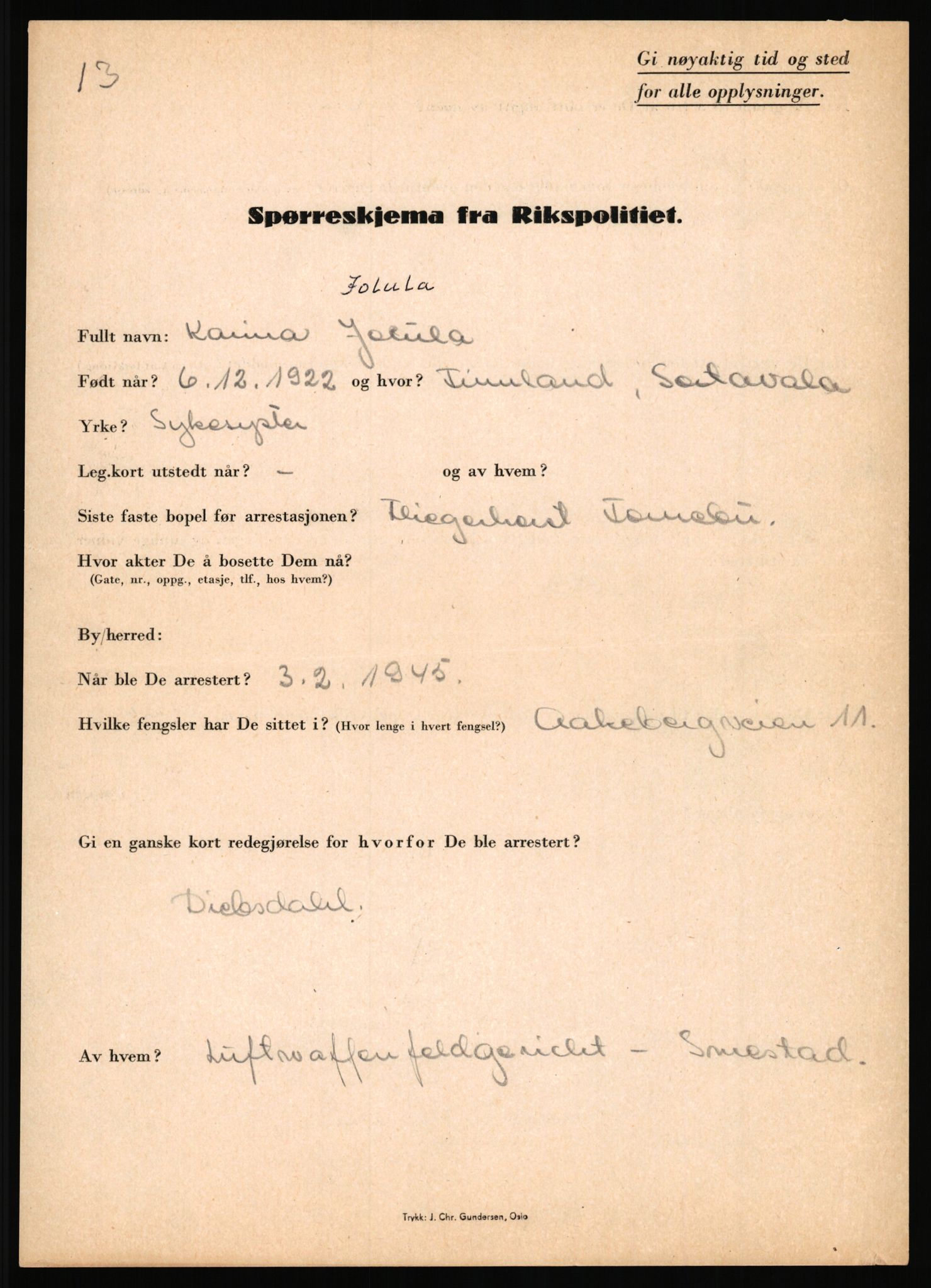 Rikspolitisjefen, AV/RA-S-1560/L/L0008: Jaffe, Bernhard - Karset, Helge Hafsahl, 1940-1945, s. 991