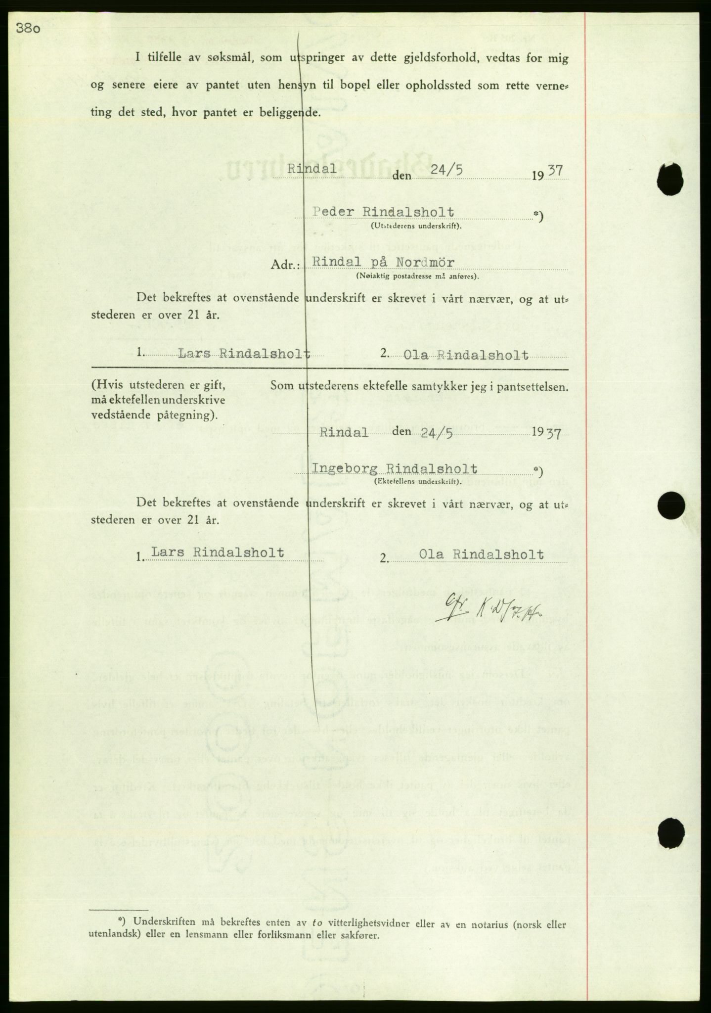 Nordmøre sorenskriveri, AV/SAT-A-4132/1/2/2Ca/L0091: Pantebok nr. B81, 1937-1937, Dagboknr: 1398/1937