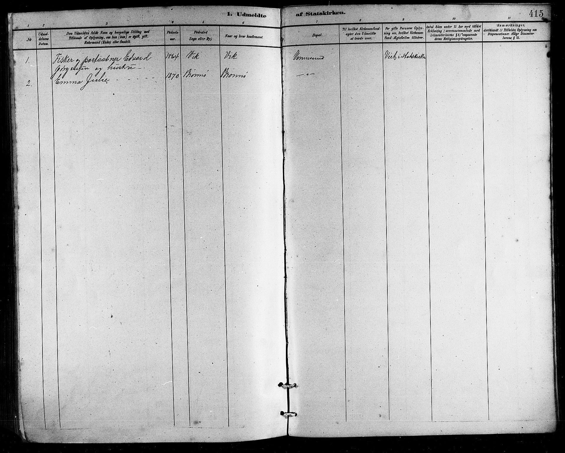 Ministerialprotokoller, klokkerbøker og fødselsregistre - Nordland, SAT/A-1459/812/L0188: Klokkerbok nr. 812C06, 1884-1912, s. 415