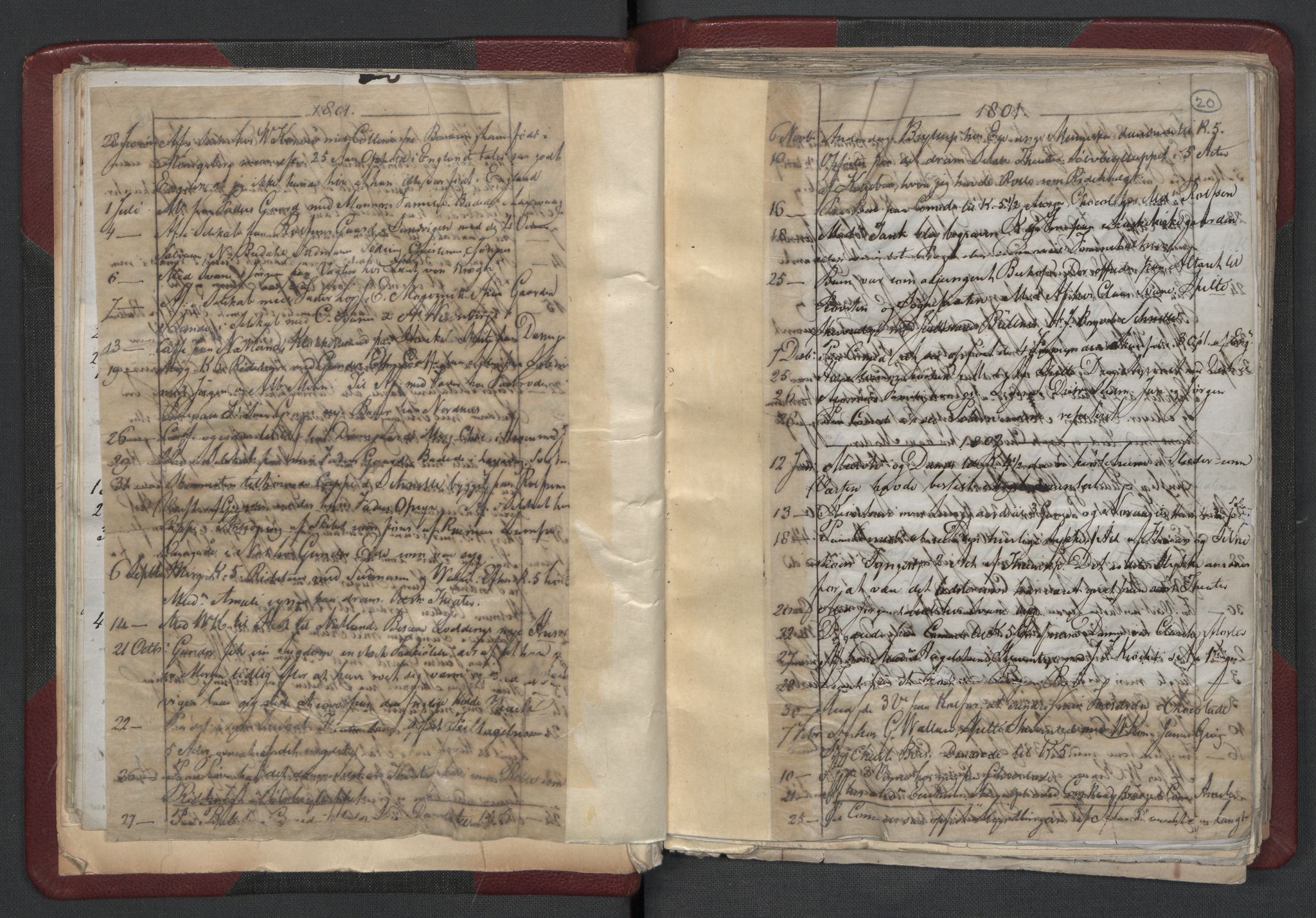 Meltzer, Fredrik, AV/RA-PA-0028/F/L0001: Dagbok for årene 1796-1808, 1811, 1817, 1796-1817, s. 19b-20a