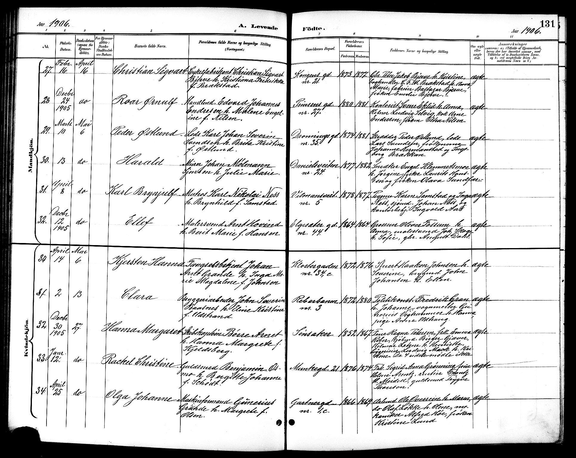 Ministerialprotokoller, klokkerbøker og fødselsregistre - Sør-Trøndelag, AV/SAT-A-1456/601/L0094: Klokkerbok nr. 601C12, 1898-1911, s. 131