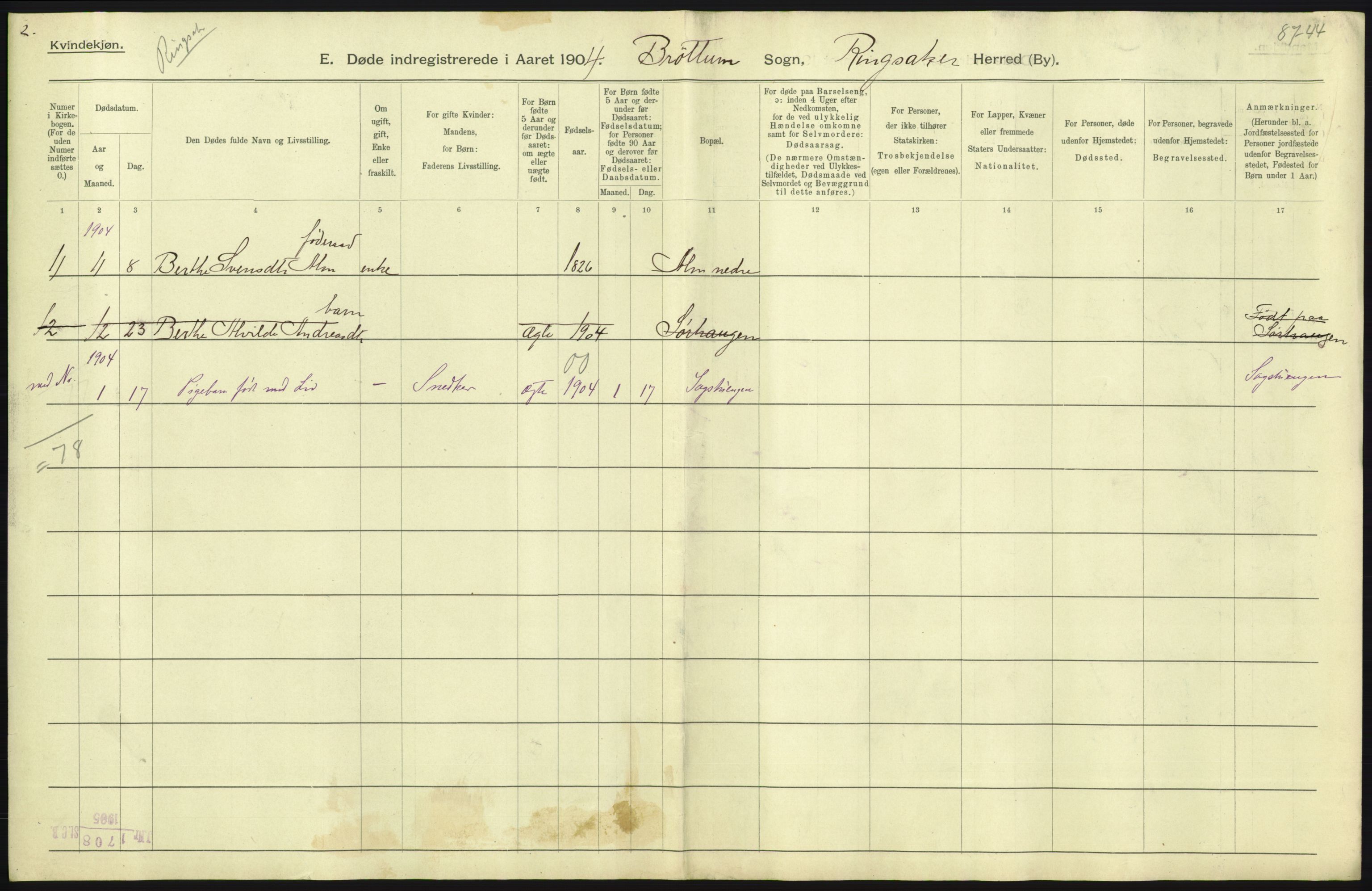 Statistisk sentralbyrå, Sosiodemografiske emner, Befolkning, AV/RA-S-2228/D/Df/Dfa/Dfab/L0005: Hedemarkens amt: Fødte, gifte, døde, 1904, s. 663