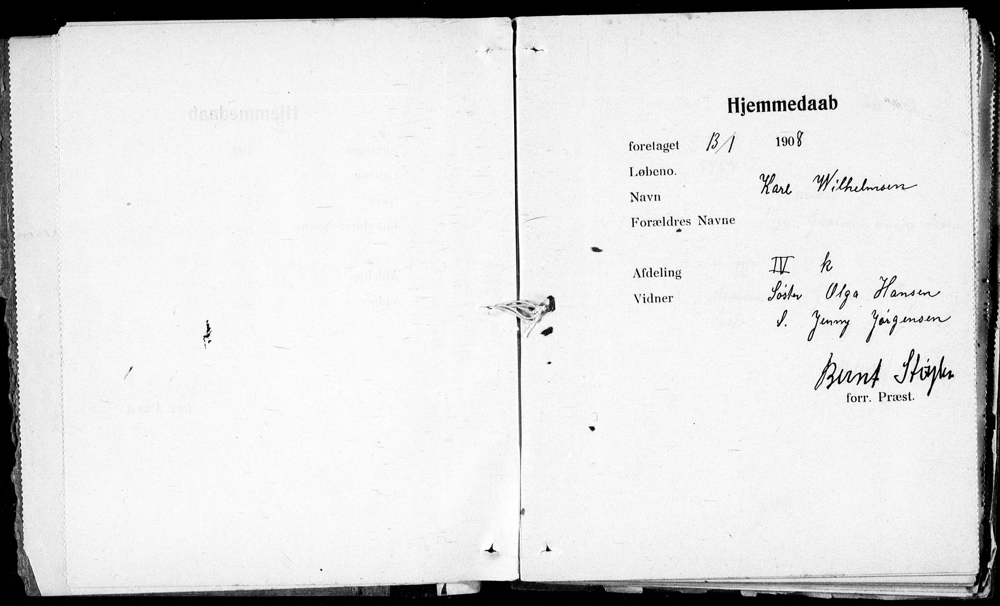 Ullevål sykehus prestekontor Kirkebøker, SAO/A-10542a/K/Ka/L0002: Dåpsbok nr. 2, 1907-1924