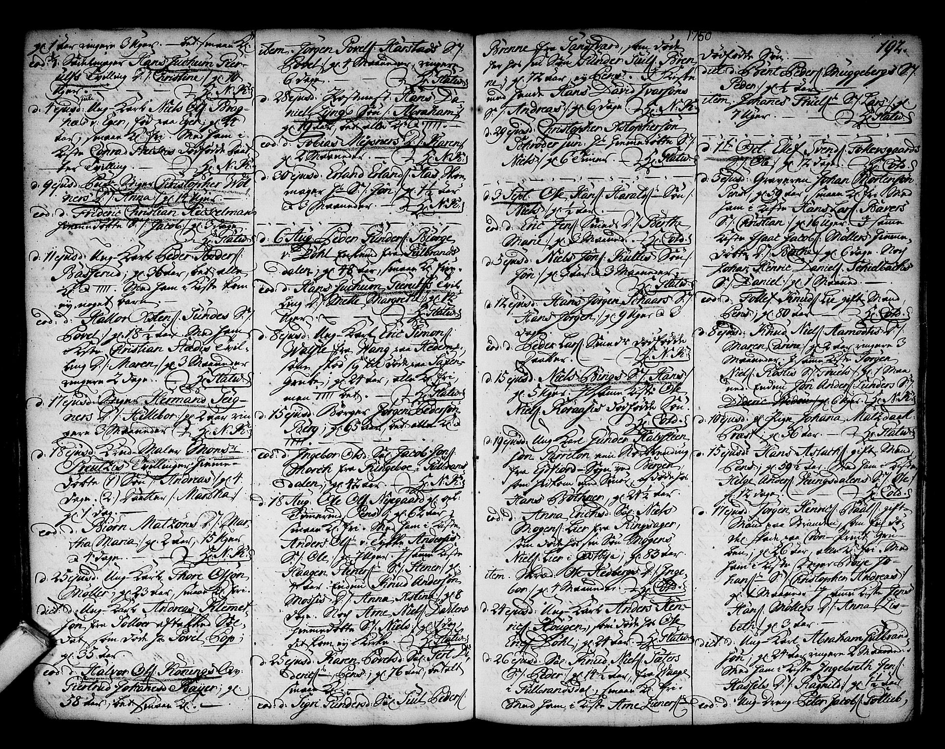 Kongsberg kirkebøker, SAKO/A-22/F/Fa/L0003: Ministerialbok nr. I 3, 1744-1755, s. 192