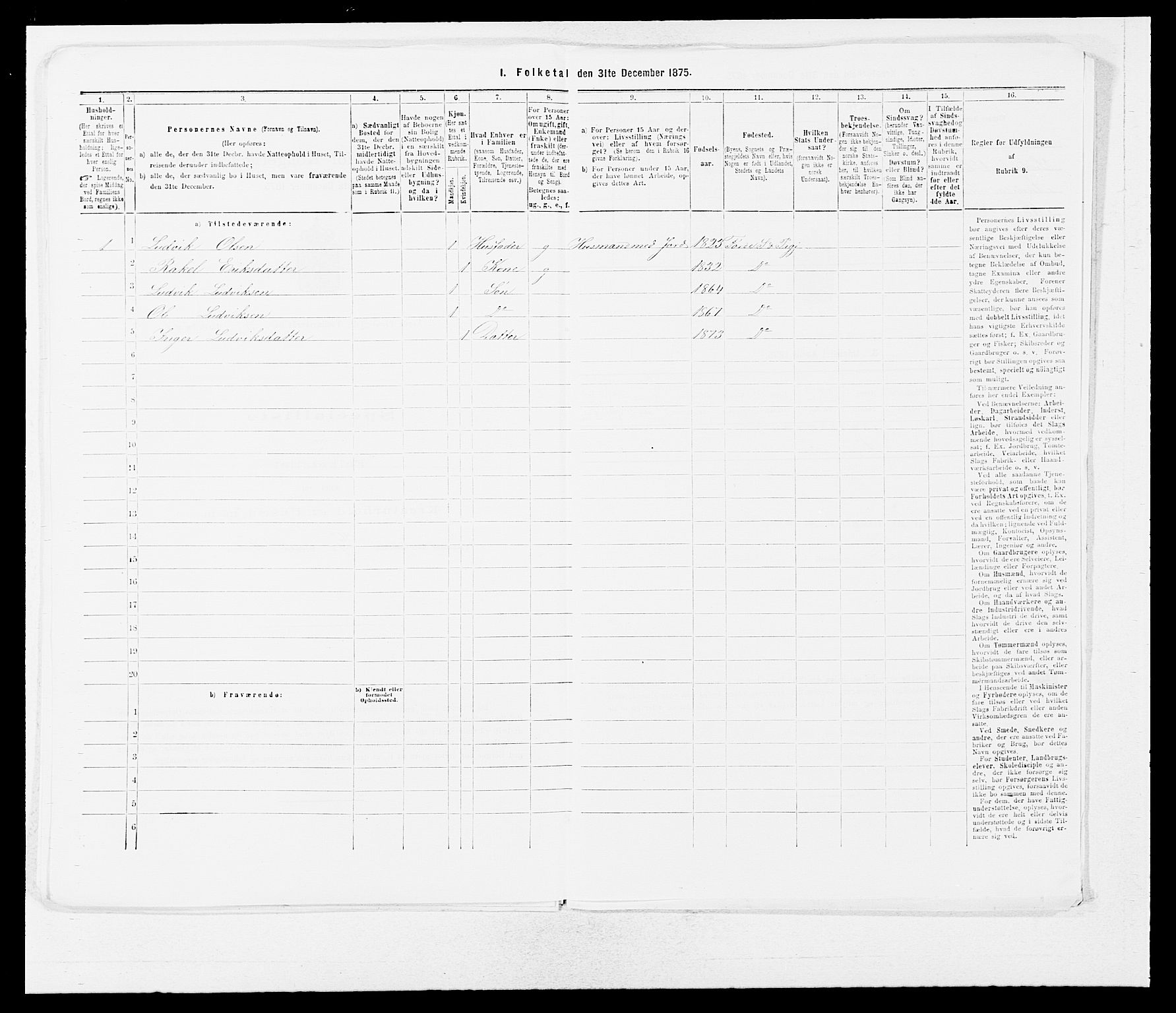 SAB, Folketelling 1875 for 1432P Førde prestegjeld, 1875, s. 599