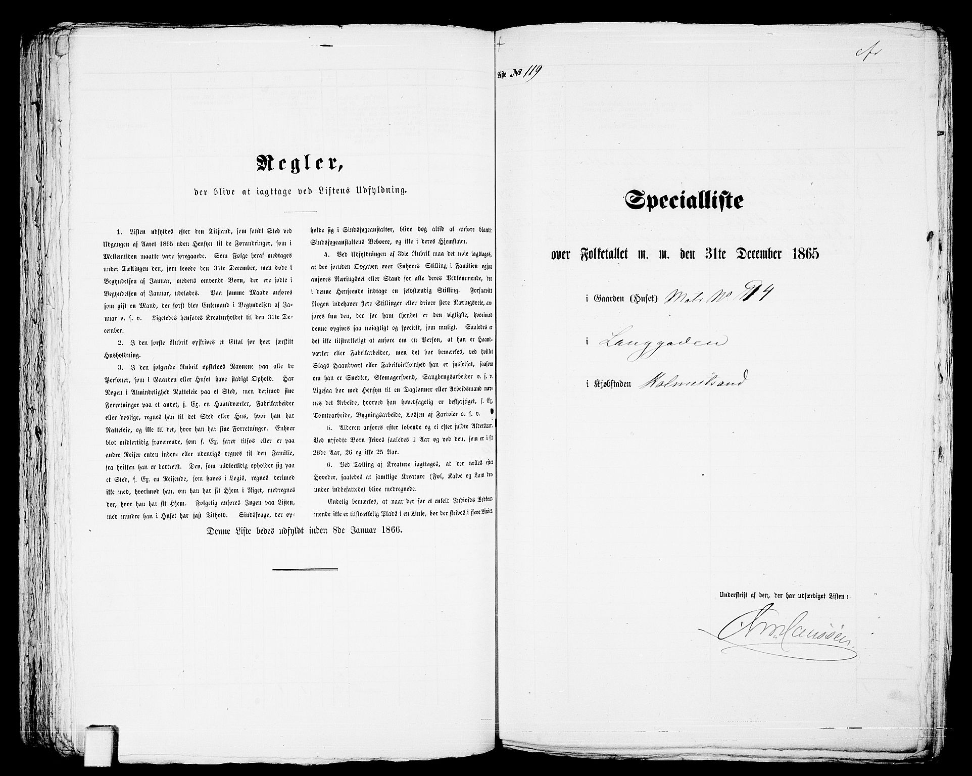 RA, Folketelling 1865 for 0702B Botne prestegjeld, Holmestrand kjøpstad, 1865, s. 245