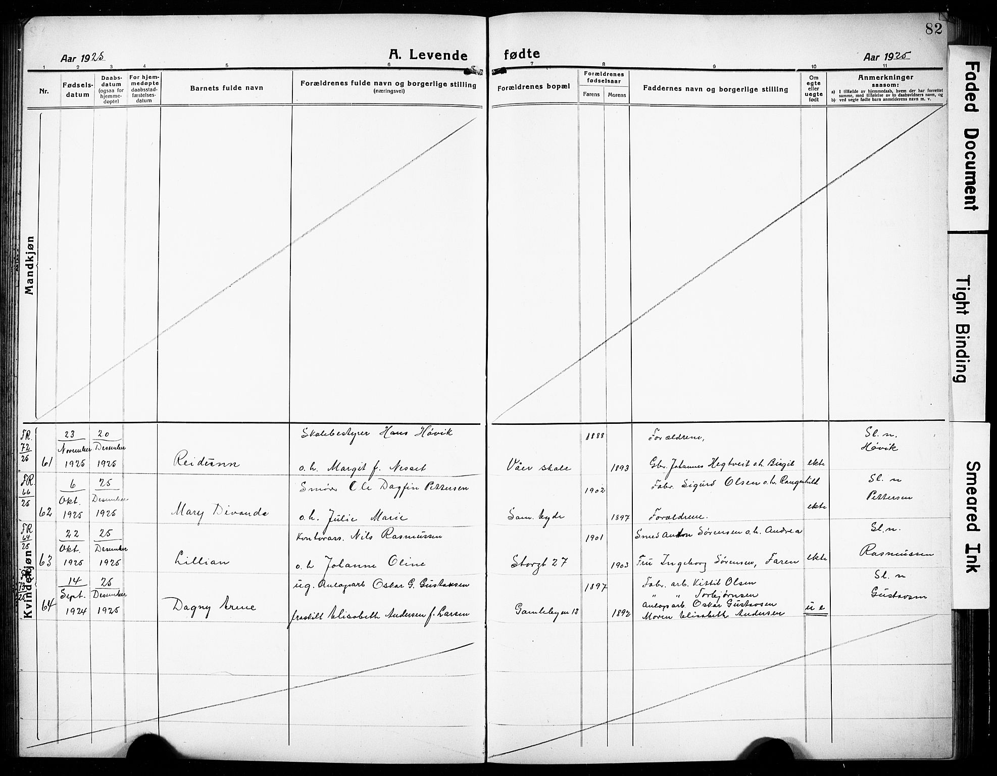 Rjukan kirkebøker, AV/SAKO-A-294/G/Ga/L0003: Klokkerbok nr. 3, 1920-1928, s. 82