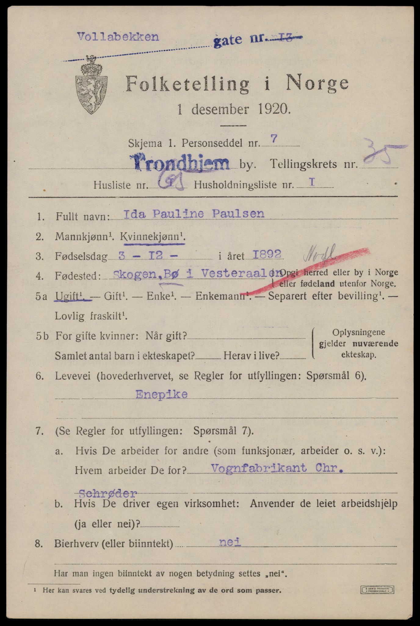 SAT, Folketelling 1920 for 1601 Trondheim kjøpstad, 1920, s. 82844