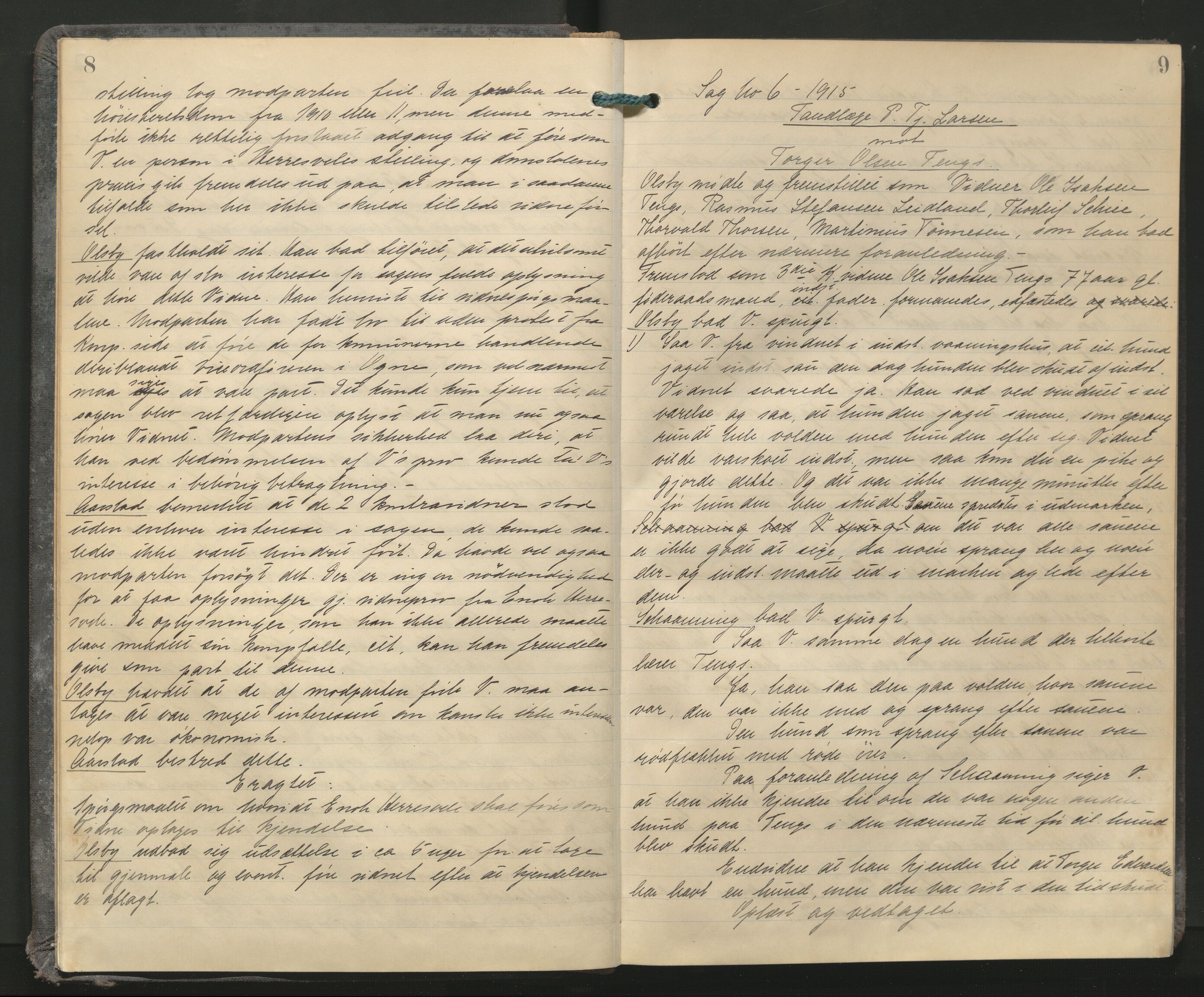 Dalane sorenskriveri, AV/SAST-A-100309/001/3/30/30BA/L0010: TINGBOK, 1916-1918, s. 8-9
