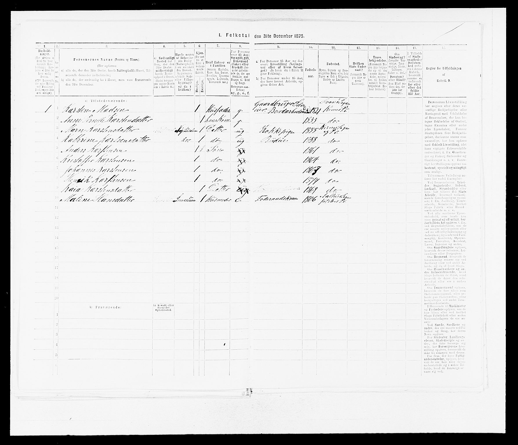 SAB, Folketelling 1875 for 1437L Kinn prestegjeld, Kinn sokn og Svanøy sokn, 1875, s. 543