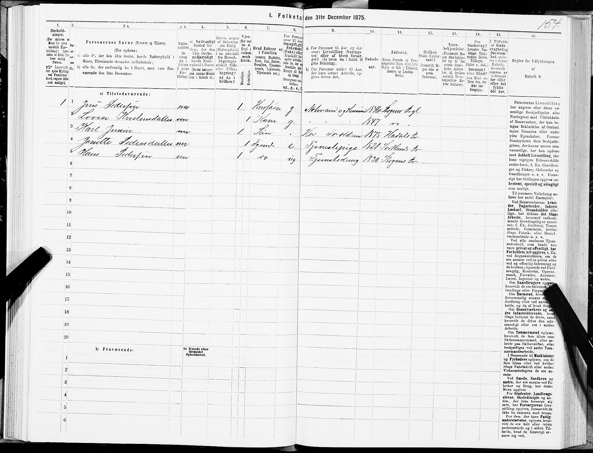 SAT, Folketelling 1875 for 1866P Hadsel prestegjeld, 1875, s. 1154