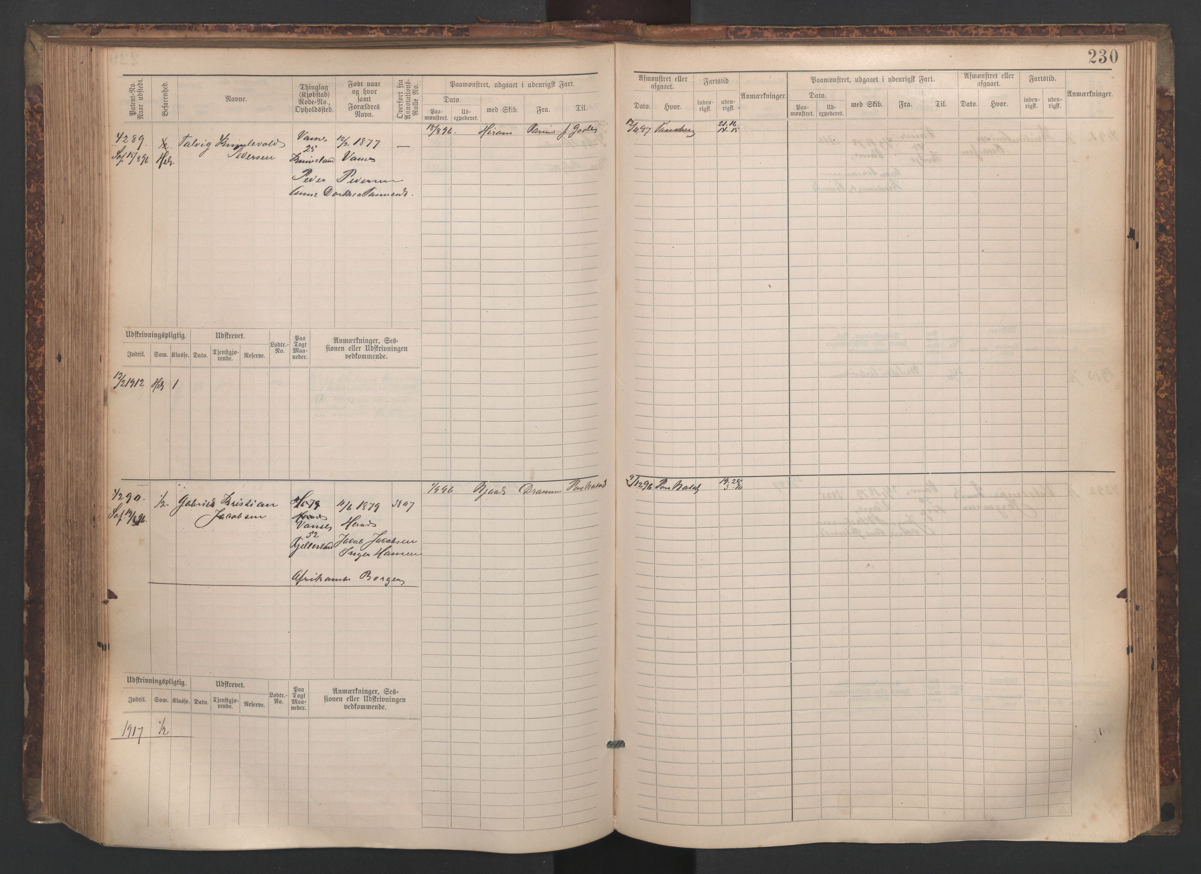 Farsund mønstringskrets, AV/SAK-2031-0017/F/Fb/L0020: Hovedrulle nr 3833-4506, Z-12, 1890-1930, s. 246