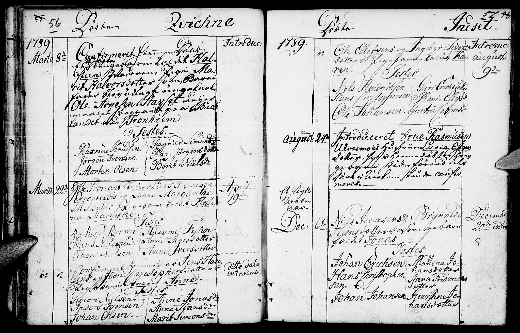 Kvikne prestekontor, AV/SAH-PREST-064/H/Ha/Haa/L0003: Ministerialbok nr. 3, 1785-1814, s. 56-57