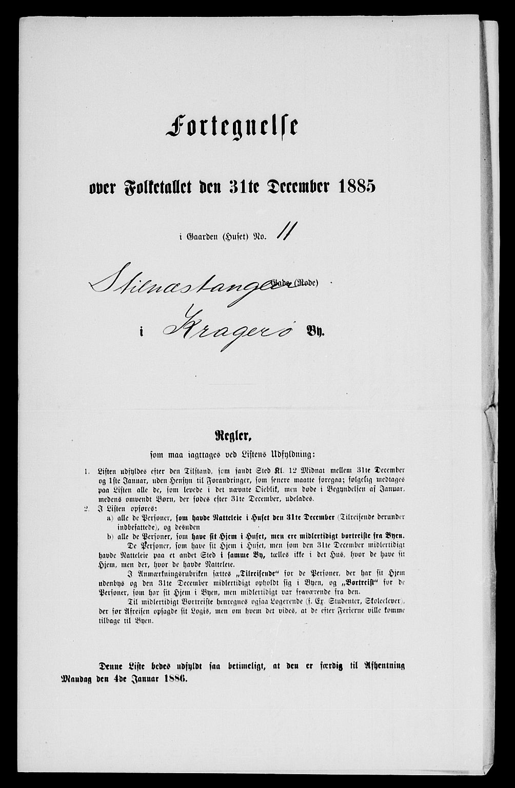 SAKO, Folketelling 1885 for 0801 Kragerø kjøpstad, 1885, s. 22