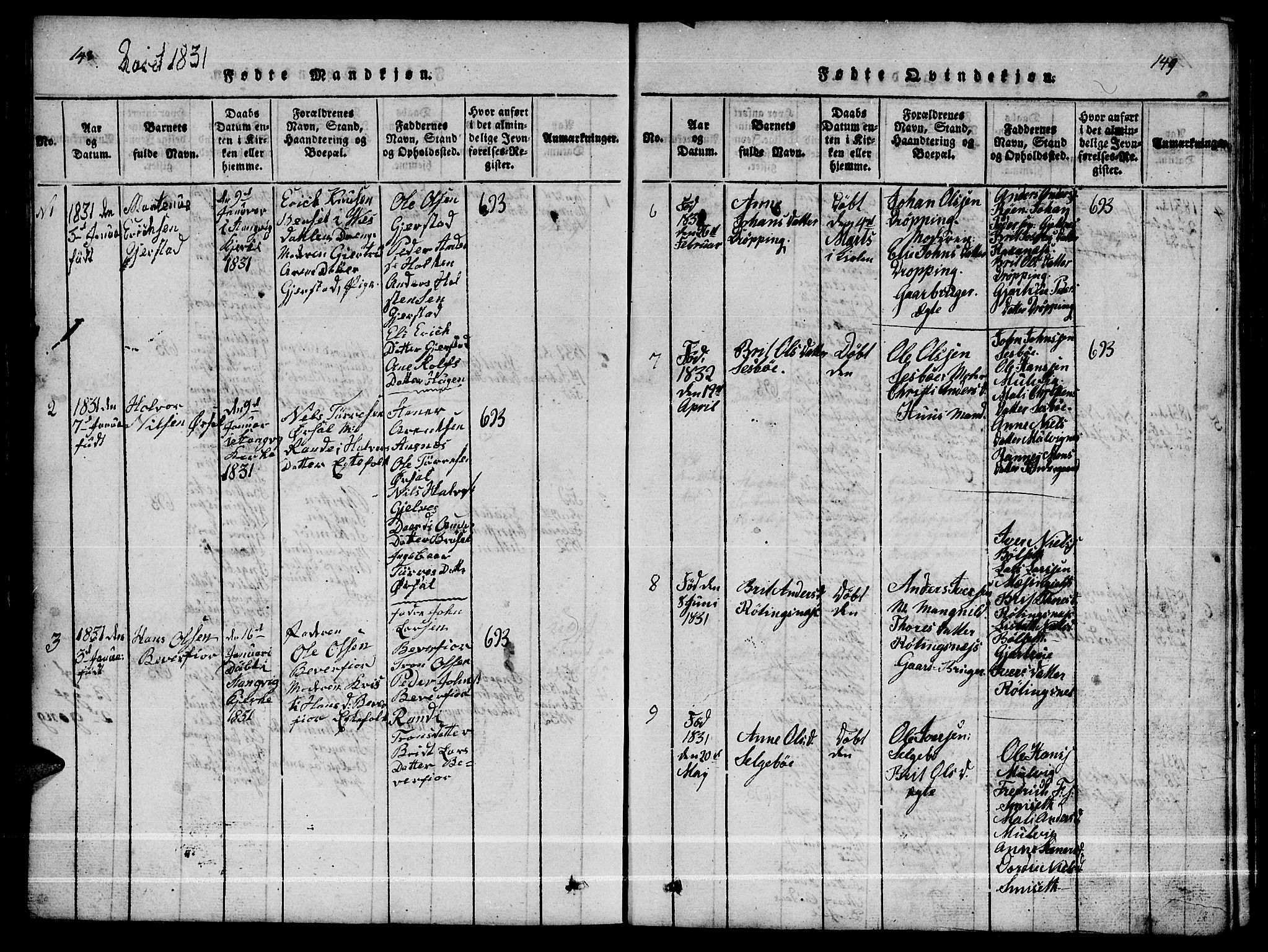 Ministerialprotokoller, klokkerbøker og fødselsregistre - Møre og Romsdal, AV/SAT-A-1454/592/L1031: Klokkerbok nr. 592C01, 1820-1833, s. 148-149