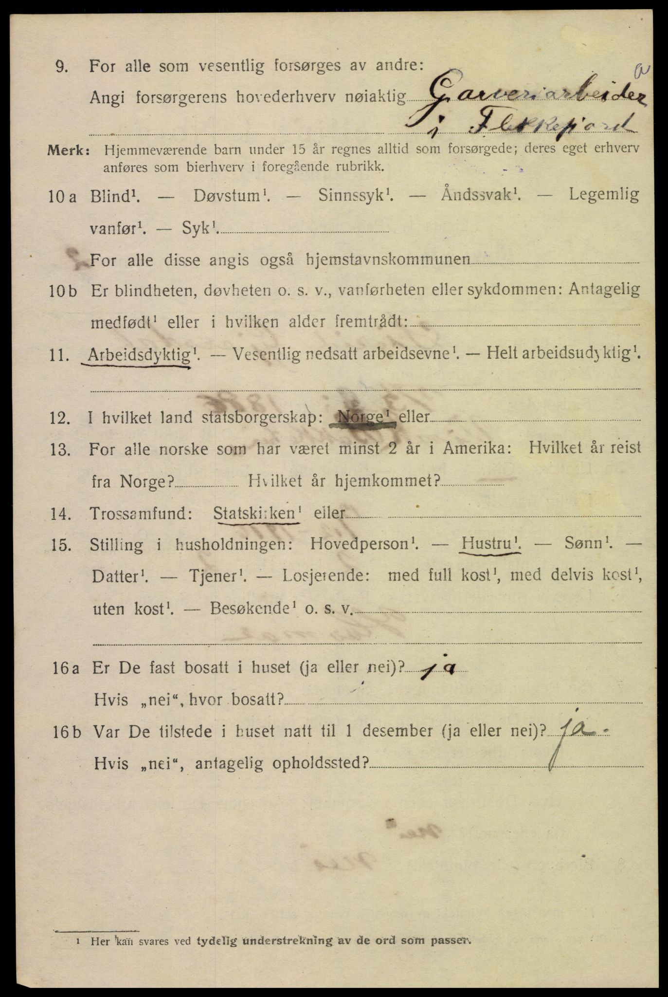 SAK, Folketelling 1920 for 1004 Flekkefjord kjøpstad, 1920, s. 2083