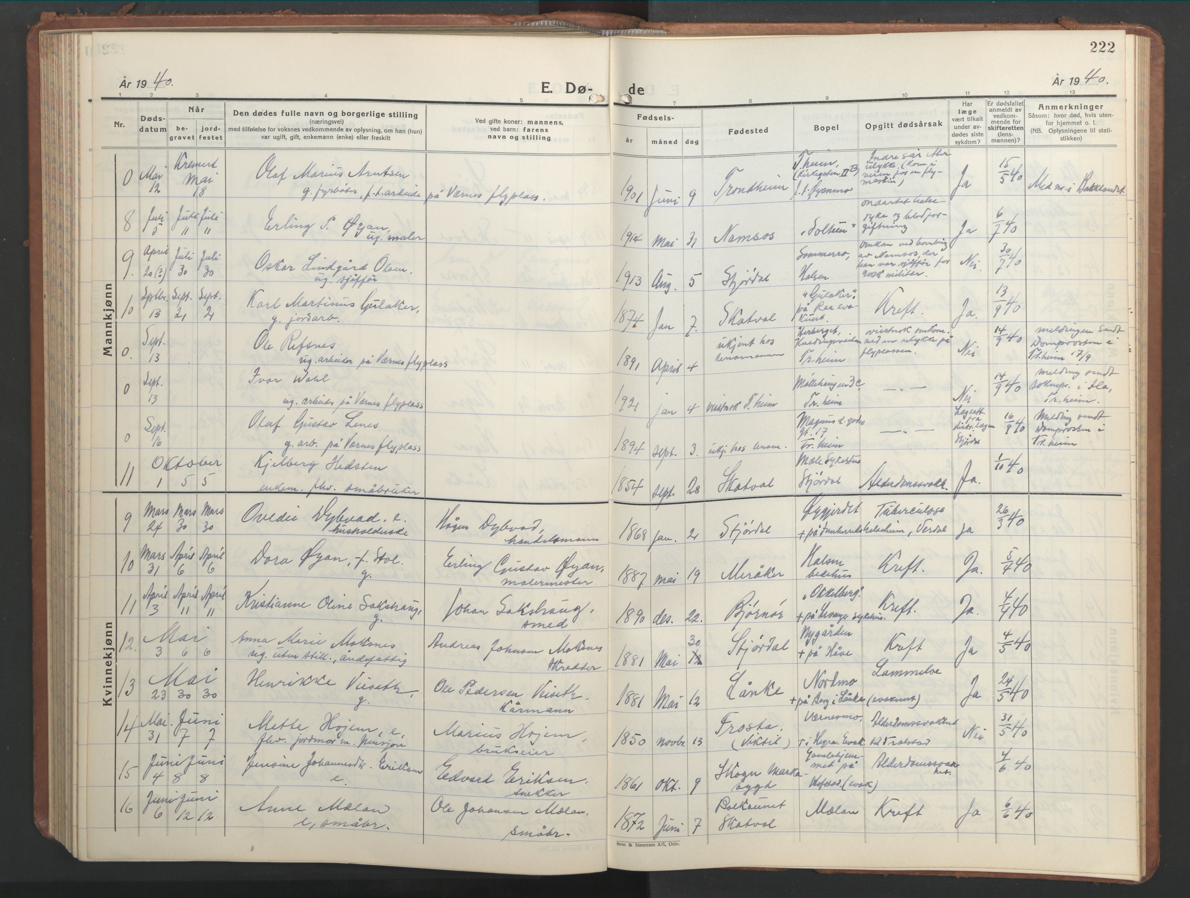 Ministerialprotokoller, klokkerbøker og fødselsregistre - Nord-Trøndelag, AV/SAT-A-1458/709/L0089: Klokkerbok nr. 709C03, 1935-1948, s. 222