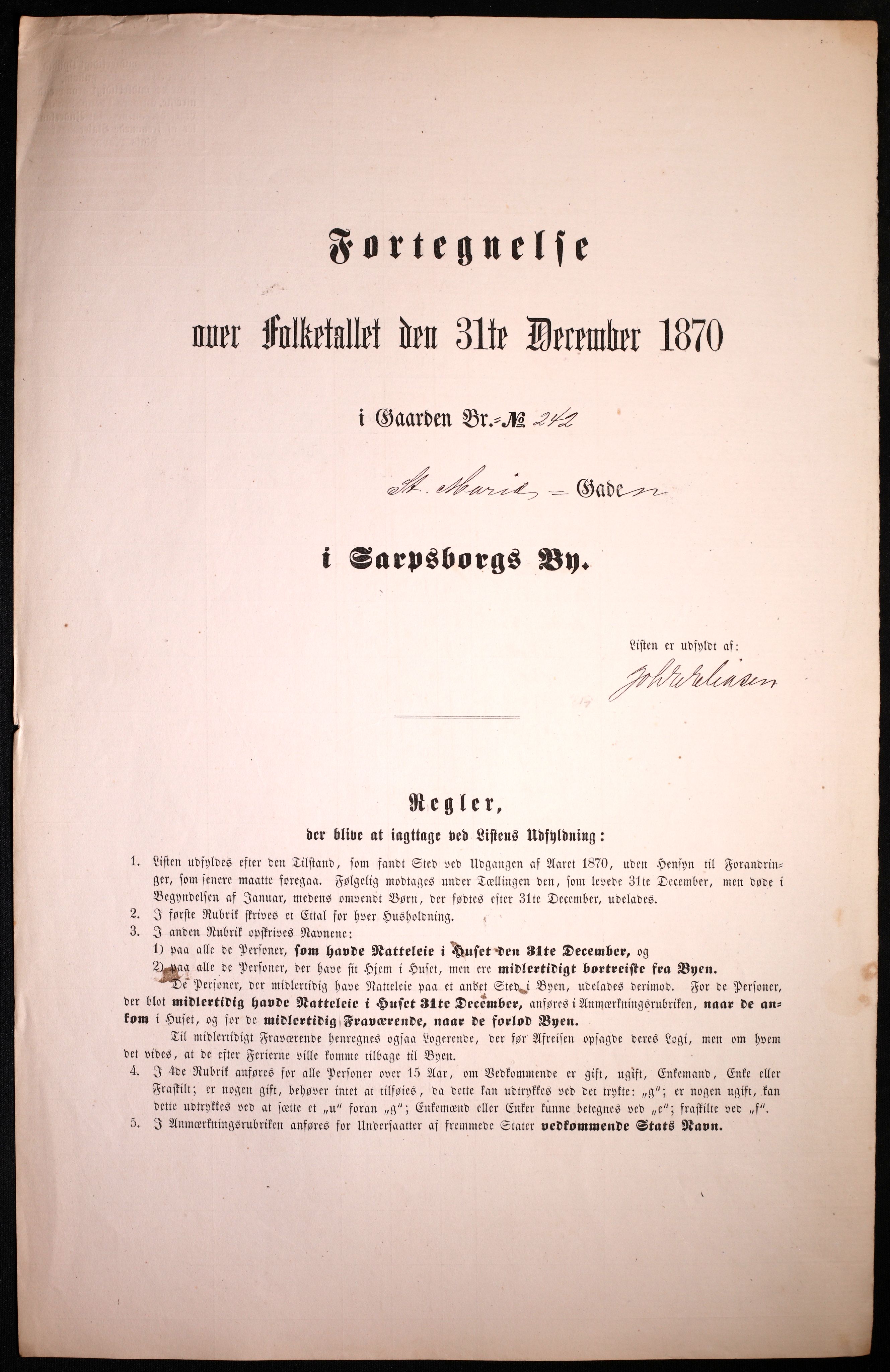 RA, Folketelling 1870 for 0102 Sarpsborg kjøpstad, 1870, s. 129