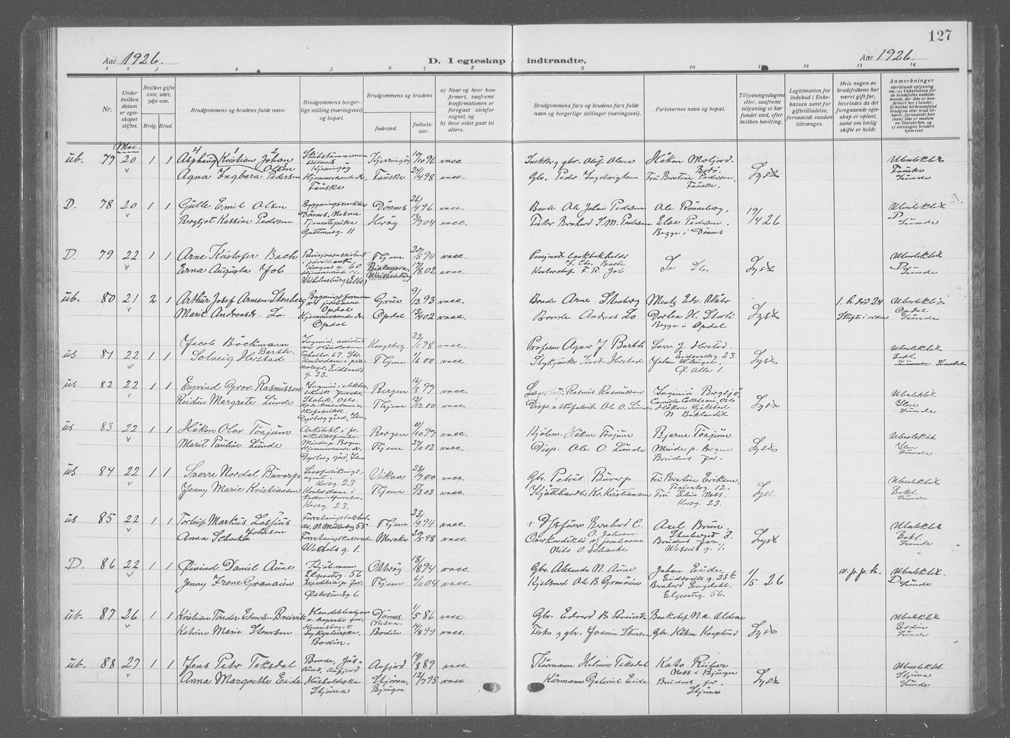 Ministerialprotokoller, klokkerbøker og fødselsregistre - Sør-Trøndelag, SAT/A-1456/601/L0098: Klokkerbok nr. 601C16, 1921-1934, s. 127