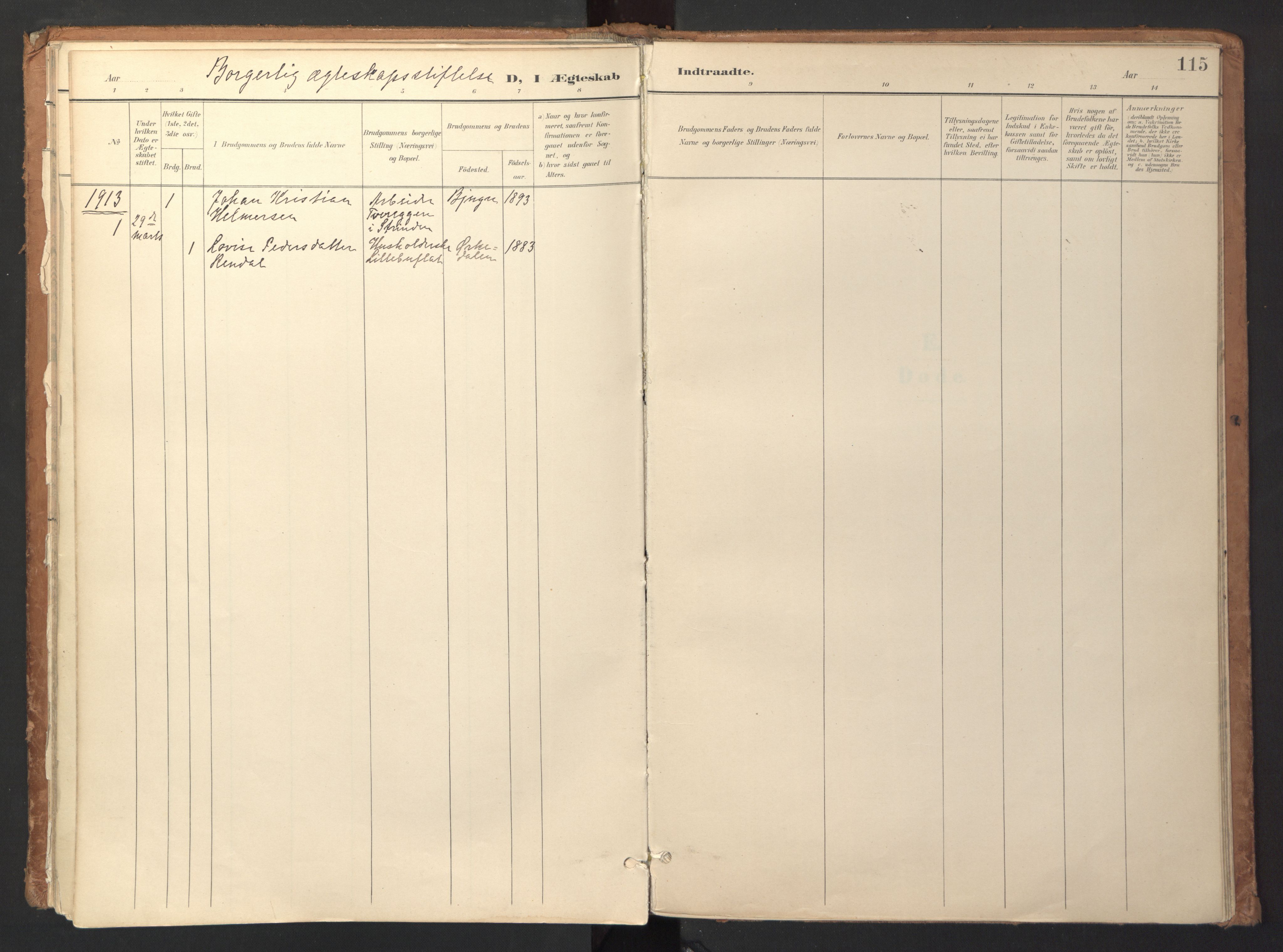 Ministerialprotokoller, klokkerbøker og fødselsregistre - Sør-Trøndelag, AV/SAT-A-1456/618/L0448: Ministerialbok nr. 618A11, 1898-1916, s. 115