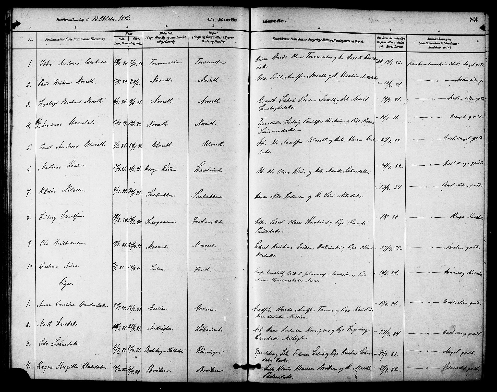 Ministerialprotokoller, klokkerbøker og fødselsregistre - Sør-Trøndelag, AV/SAT-A-1456/618/L0444: Ministerialbok nr. 618A07, 1880-1898, s. 83