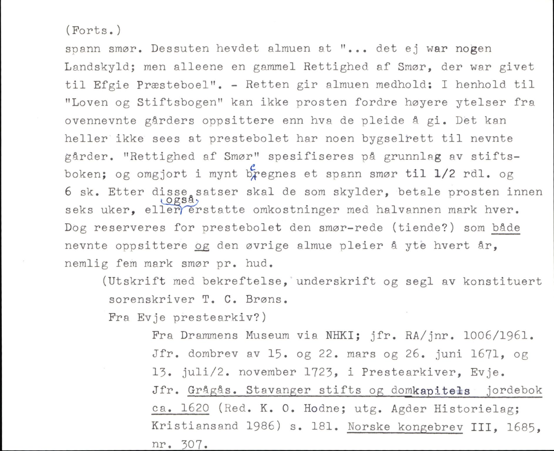 Riksarkivets diplomsamling, AV/RA-EA-5965/F35/F35k/L0003: Regestsedler: Prestearkiver fra Telemark, Agder, Vestlandet og Trøndelag, s. 264