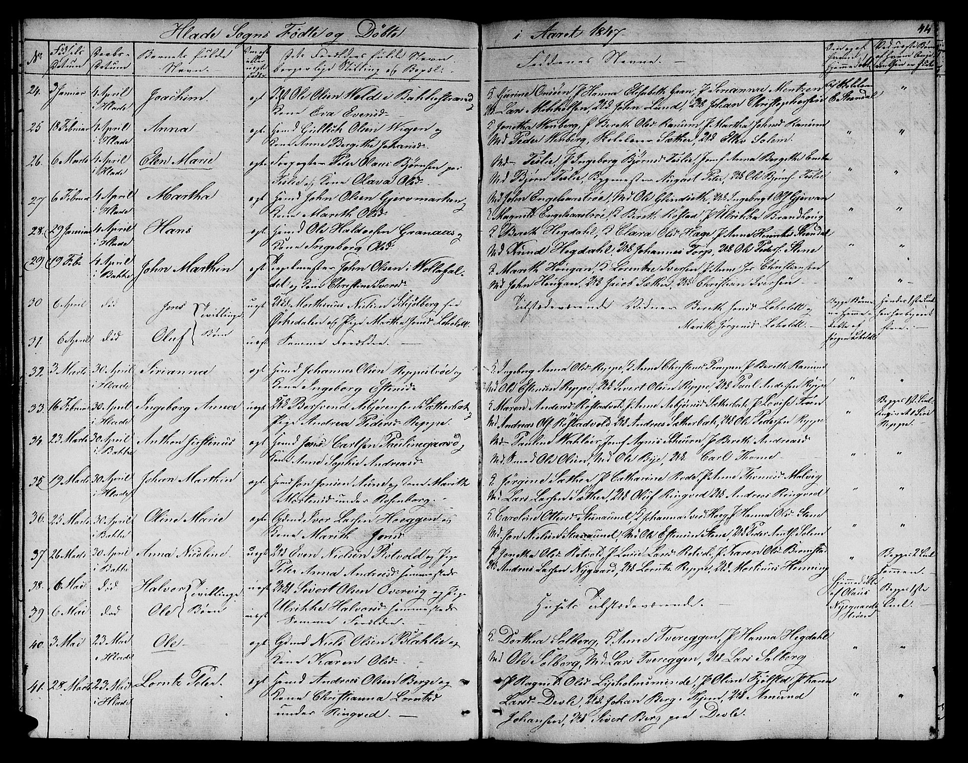 Ministerialprotokoller, klokkerbøker og fødselsregistre - Sør-Trøndelag, SAT/A-1456/606/L0309: Klokkerbok nr. 606C05, 1841-1849, s. 44