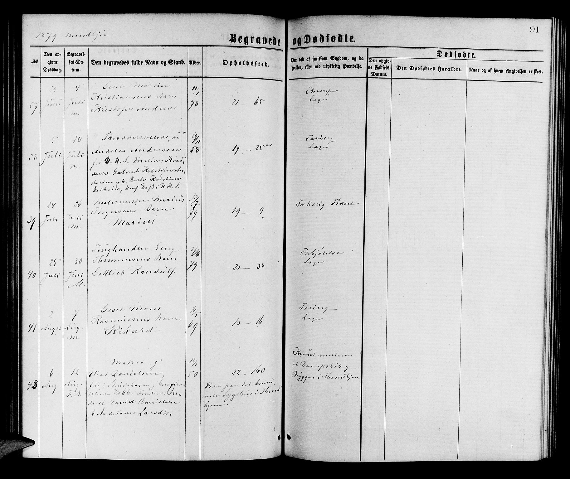 Korskirken sokneprestembete, SAB/A-76101/H/Hab: Klokkerbok nr. E 3, 1871-1883, s. 91