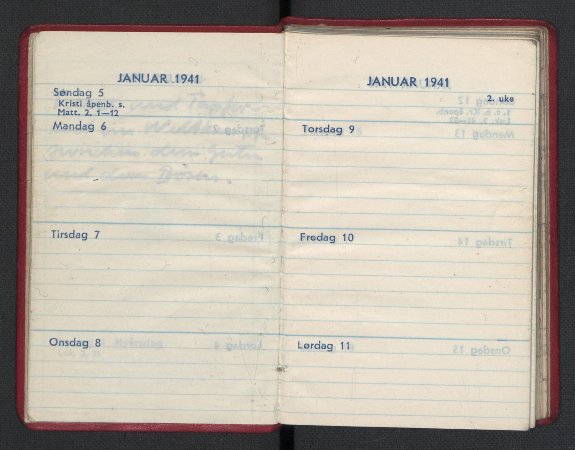 Quisling, Vidkun, AV/RA-PA-0750/H/L0001: 7. sanser (lommealmanakker) med Quislings egenhendige innførsler - 22 stk. i skinnmappe, 1922-1944, s. 1576