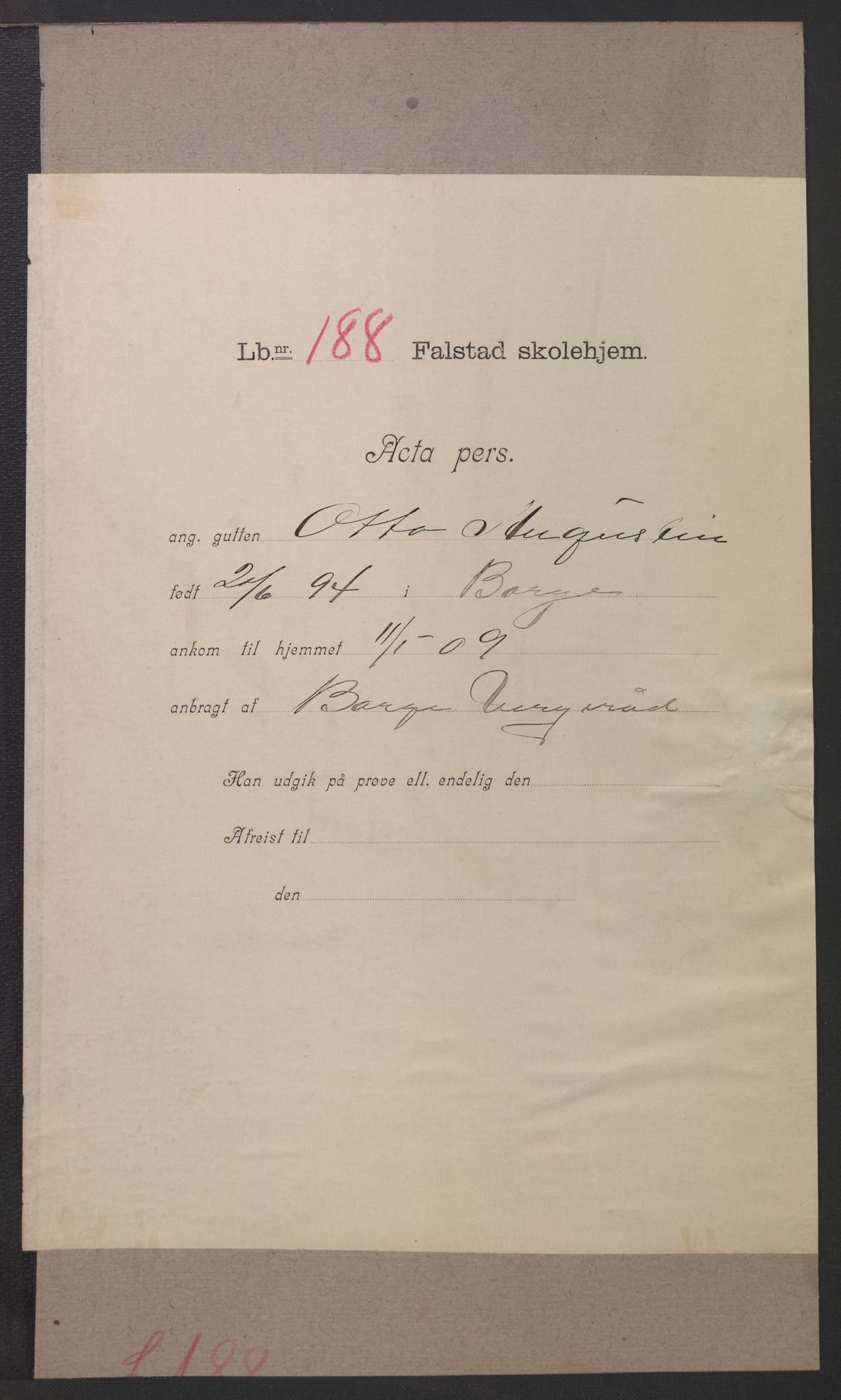 Falstad skolehjem, RA/S-1676/E/Eb/L0008: Elevmapper løpenr. 169-188, 1907-1914, s. 339