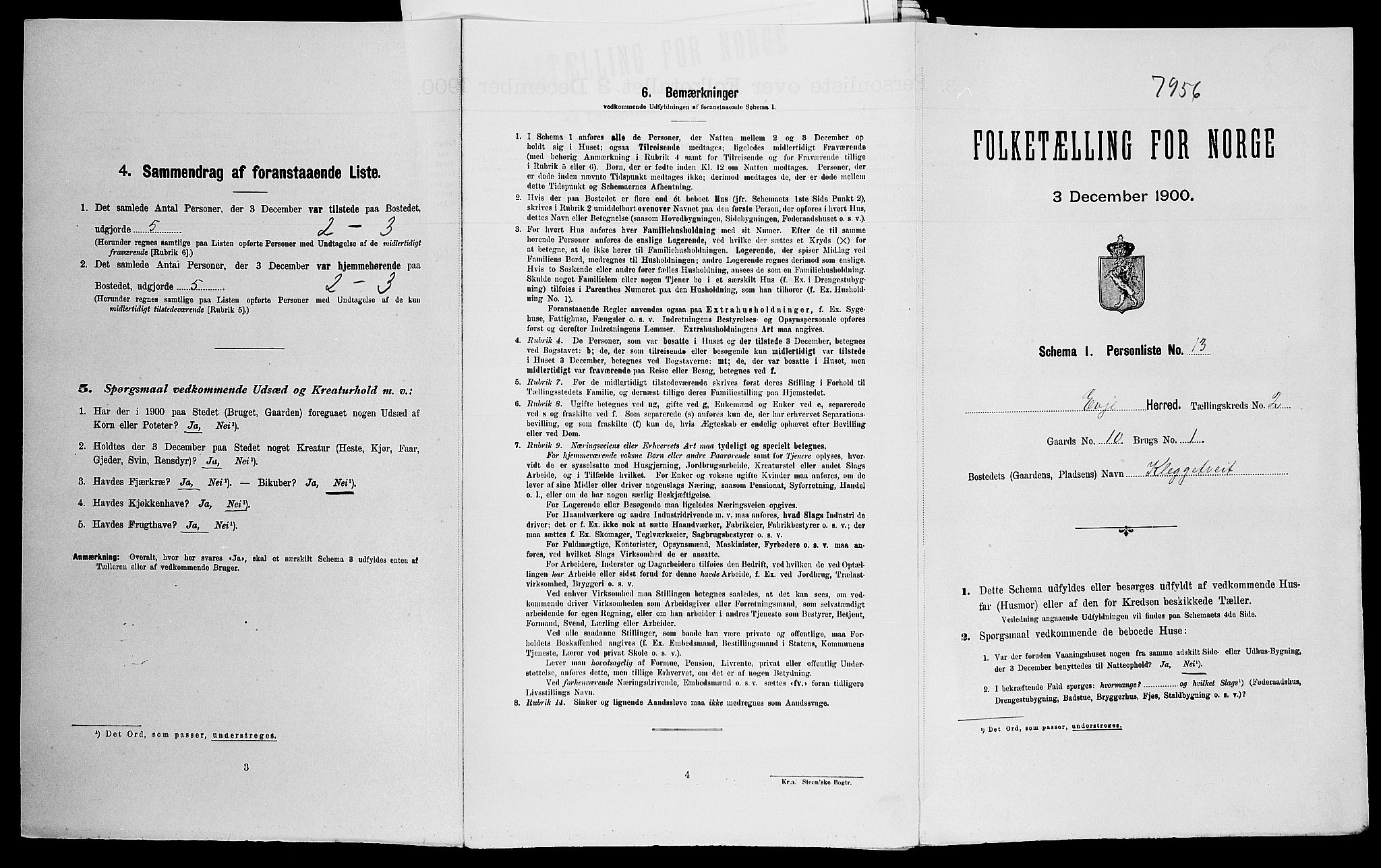 SAK, Folketelling 1900 for 0937 Evje herred, 1900, s. 120