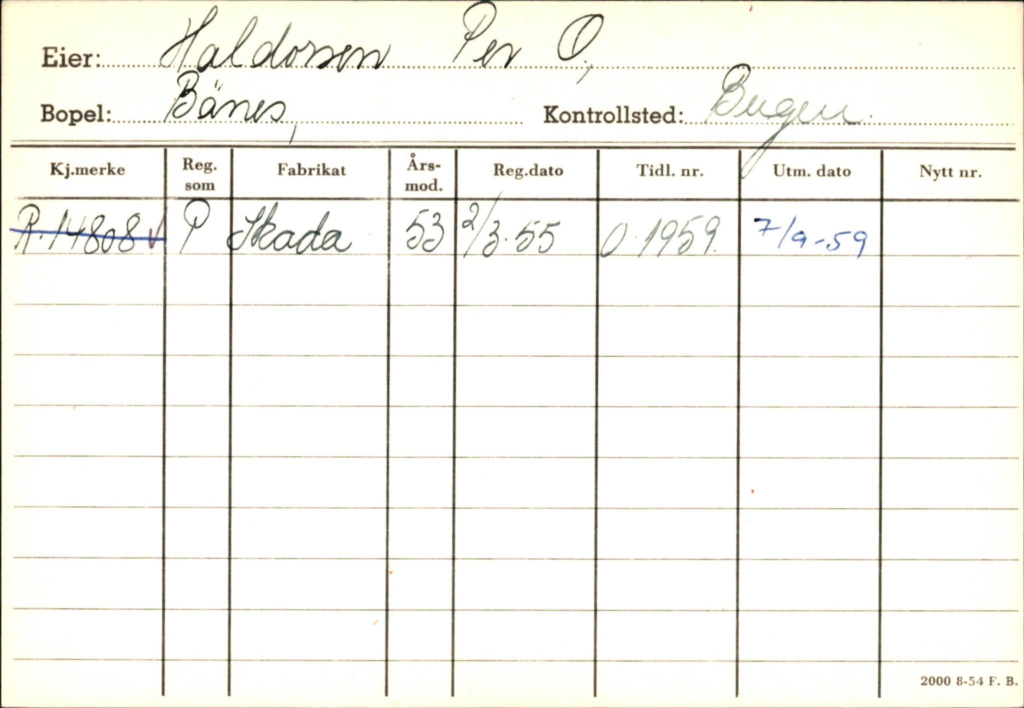 Statens vegvesen, Hordaland vegkontor, SAB/A-5201/2/Ha/L0018: R-eierkort H, 1920-1971, s. 47