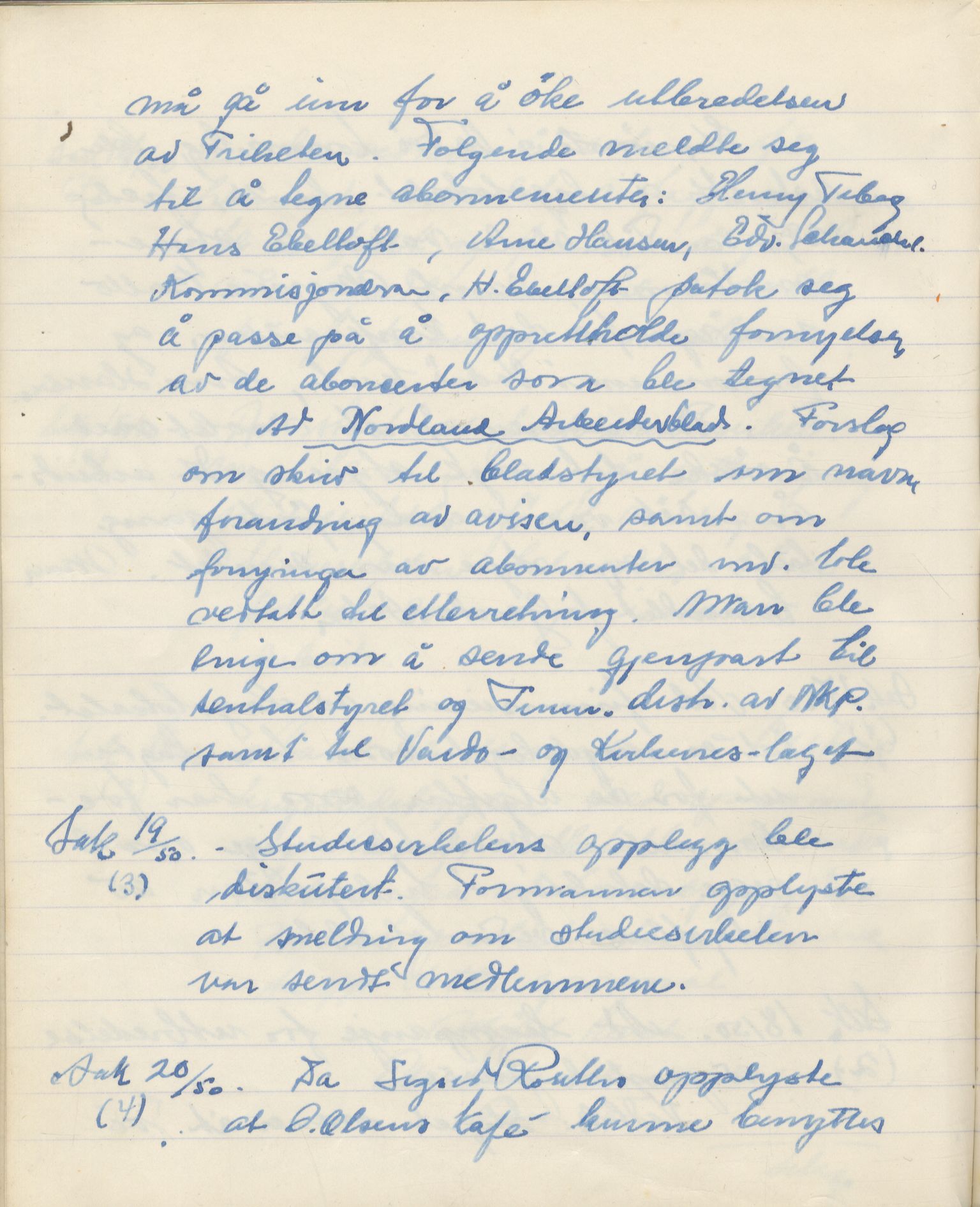 Vadsø kommunistiske parti, FMFB/A-1070/A/Aa/L0001: Styreprotokoll, 1948-1954