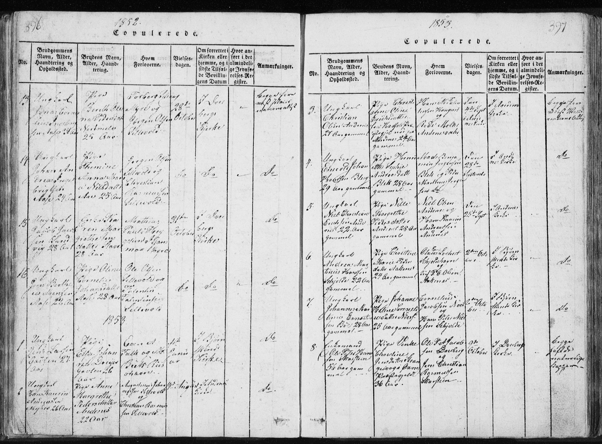 Ministerialprotokoller, klokkerbøker og fødselsregistre - Nordland, SAT/A-1459/897/L1411: Klokkerbok nr. 897C01, 1820-1866, s. 396-397