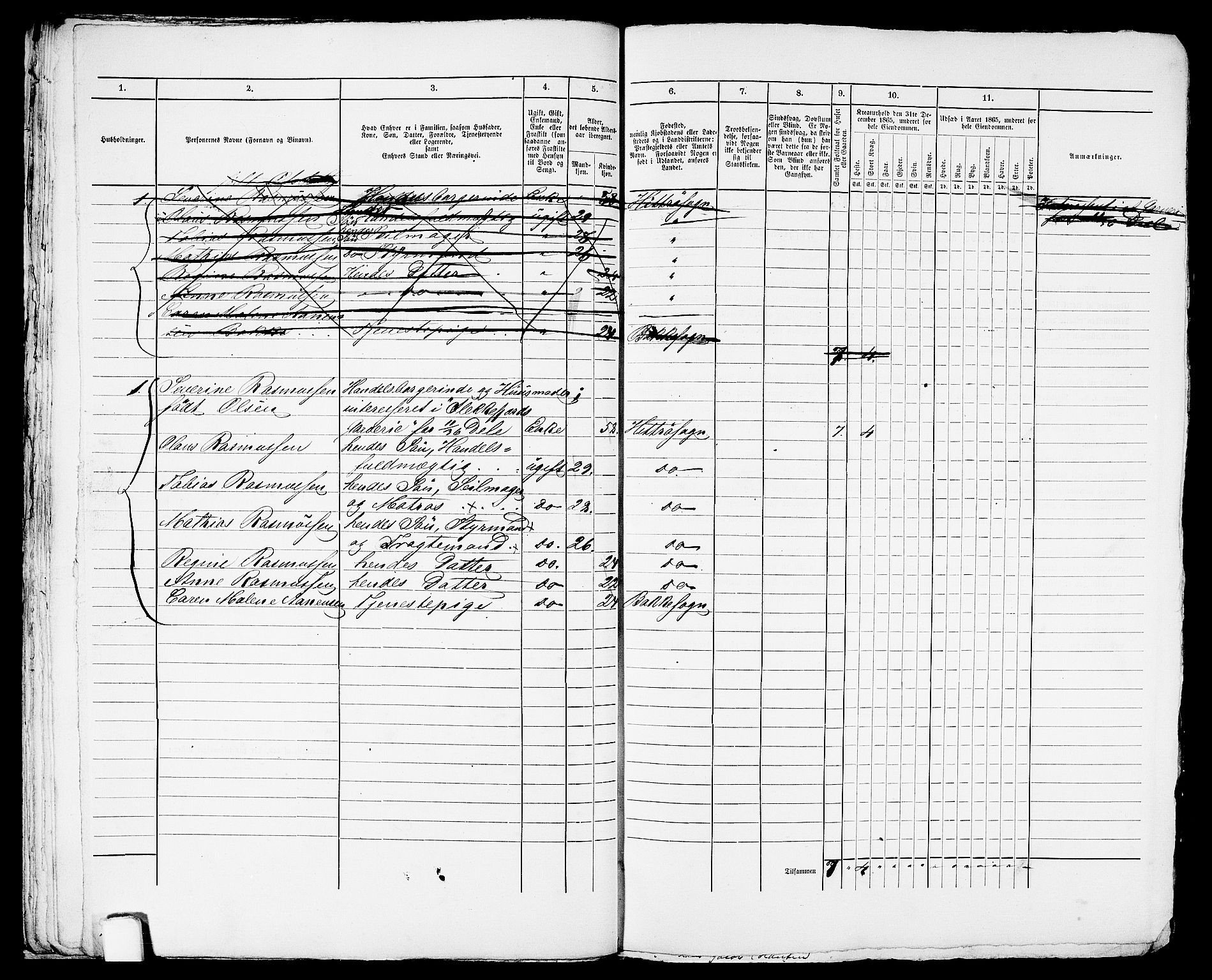 RA, Folketelling 1865 for 1004B Flekkefjord prestegjeld, Flekkefjord kjøpstad, 1865, s. 43