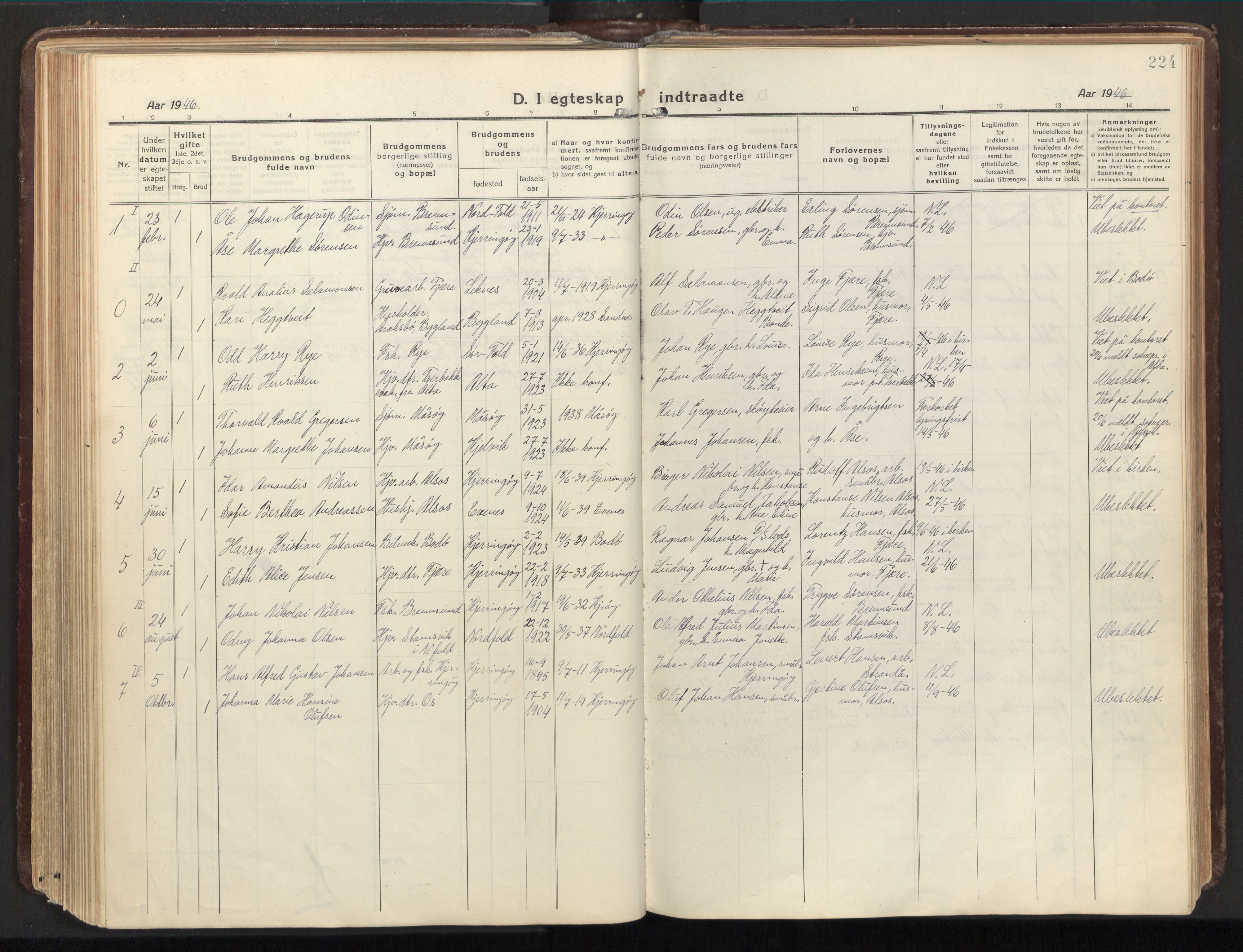 Ministerialprotokoller, klokkerbøker og fødselsregistre - Nordland, AV/SAT-A-1459/803/L0073: Ministerialbok nr. 803A03, 1920-1955, s. 224