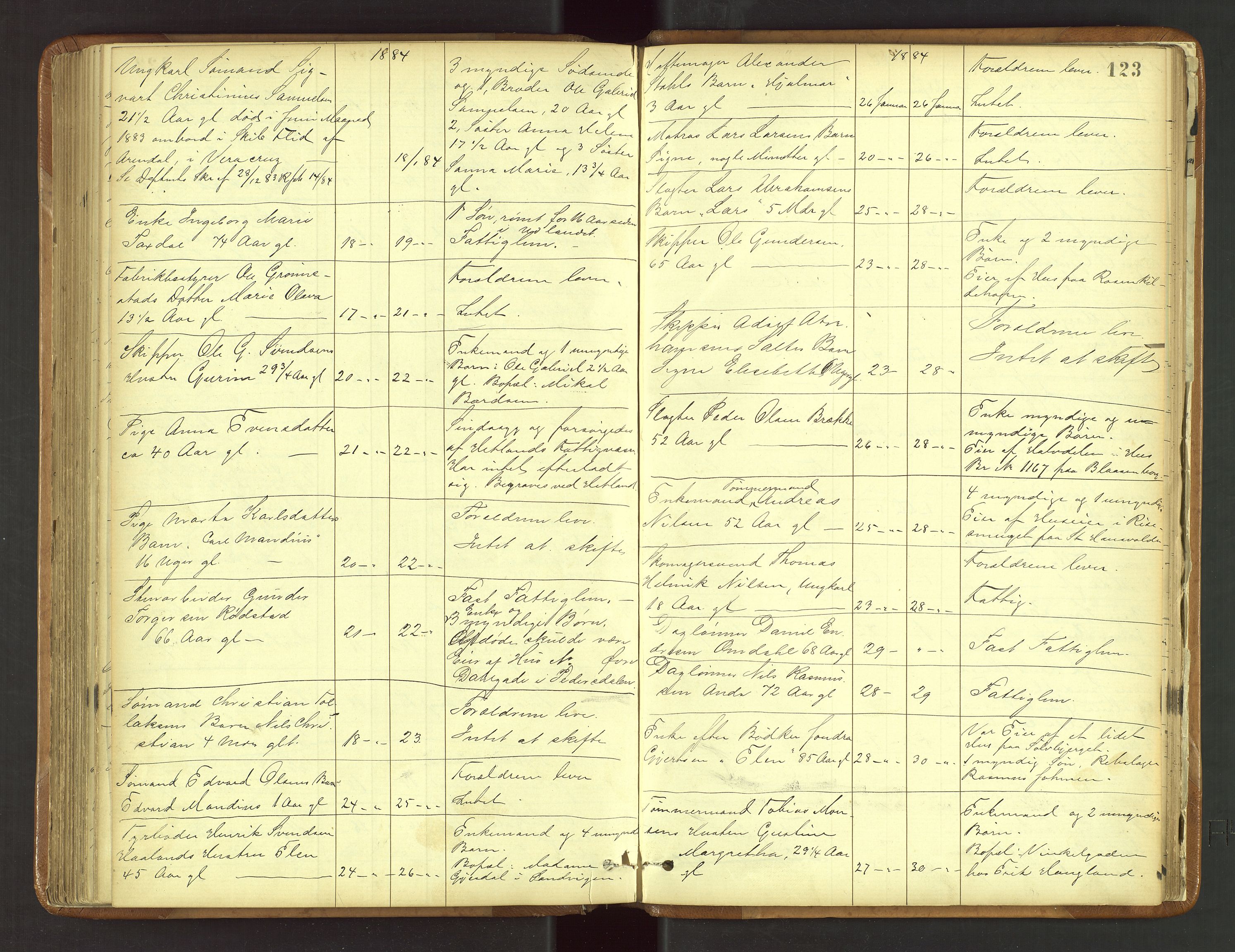 Stavanger byfogd, SAST/A-101408/001/5/52/52B/L0003: Liste over anmeldte dødsfall, 1877-1885, s. 123