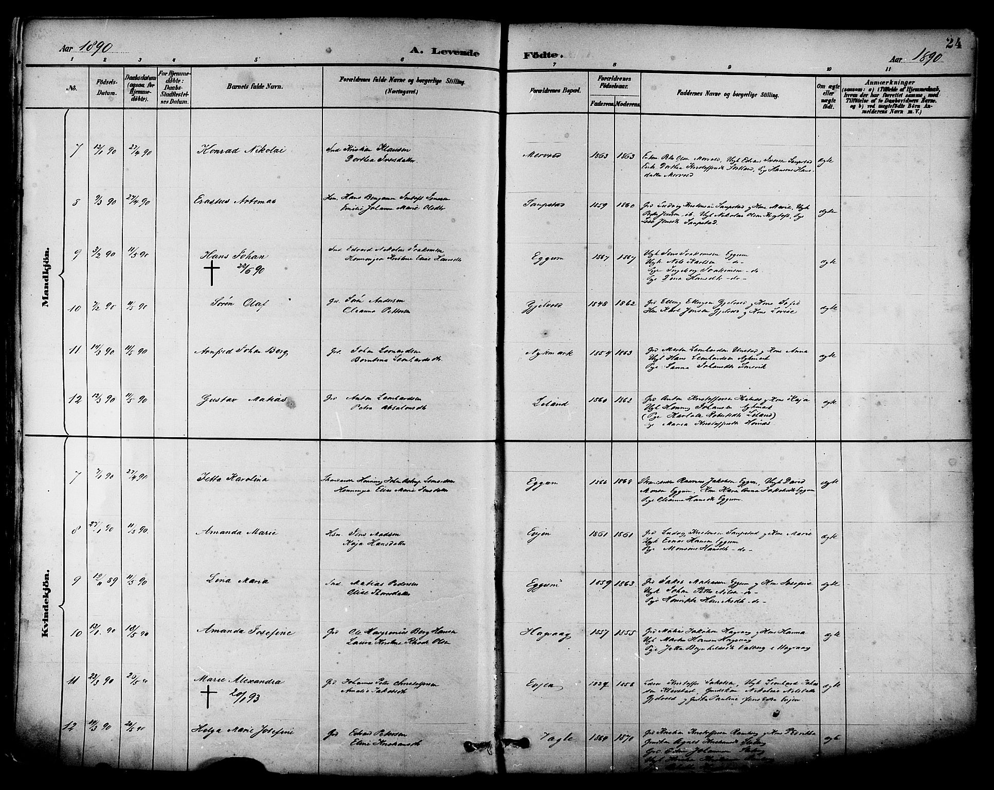 Ministerialprotokoller, klokkerbøker og fødselsregistre - Nordland, AV/SAT-A-1459/880/L1133: Ministerialbok nr. 880A07, 1888-1898, s. 24